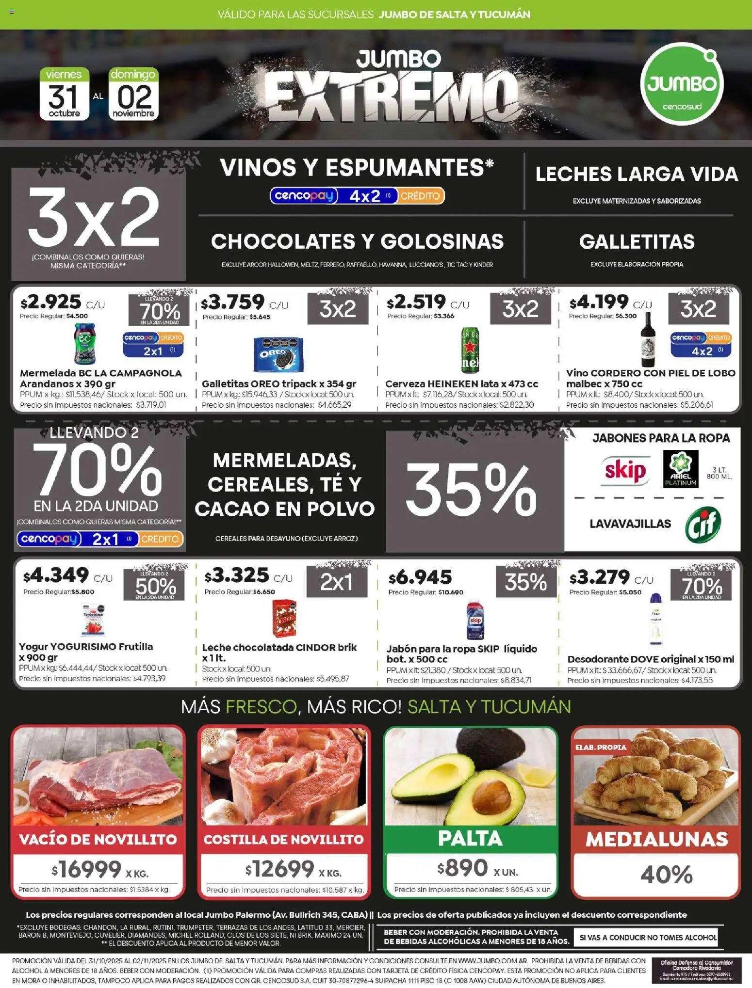 Jumbo - Ofertas Extremo | Salta & Tucumán │ válido desde el 31.10.2025 | Página: 1 | Productos: Ropa, Yogur, Cerveza, Mermelada