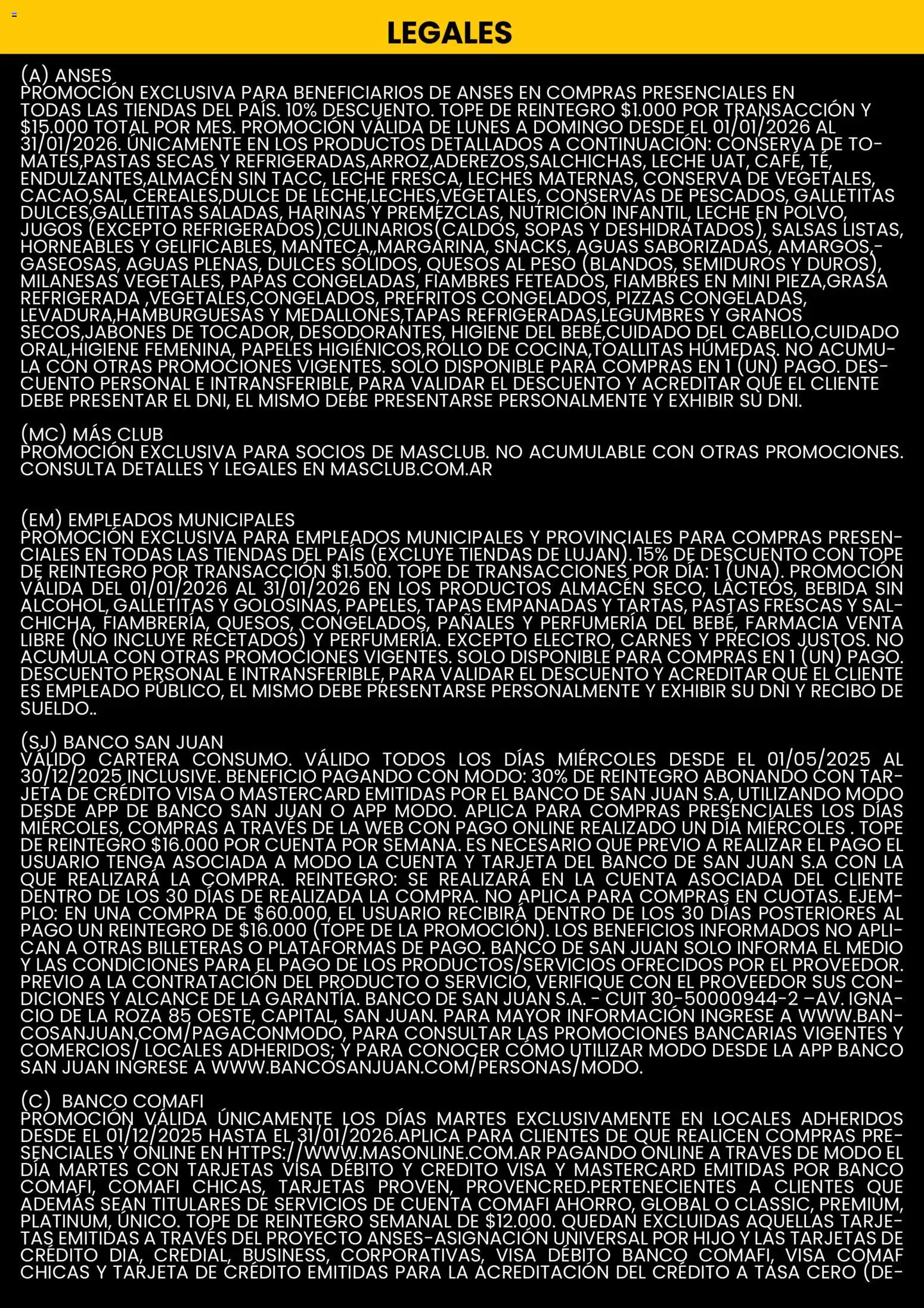 Changomas ofertas │ válido desde el 01.01.2026 | Página: 4 | Productos: Banco, Sal, Leche, Pañales