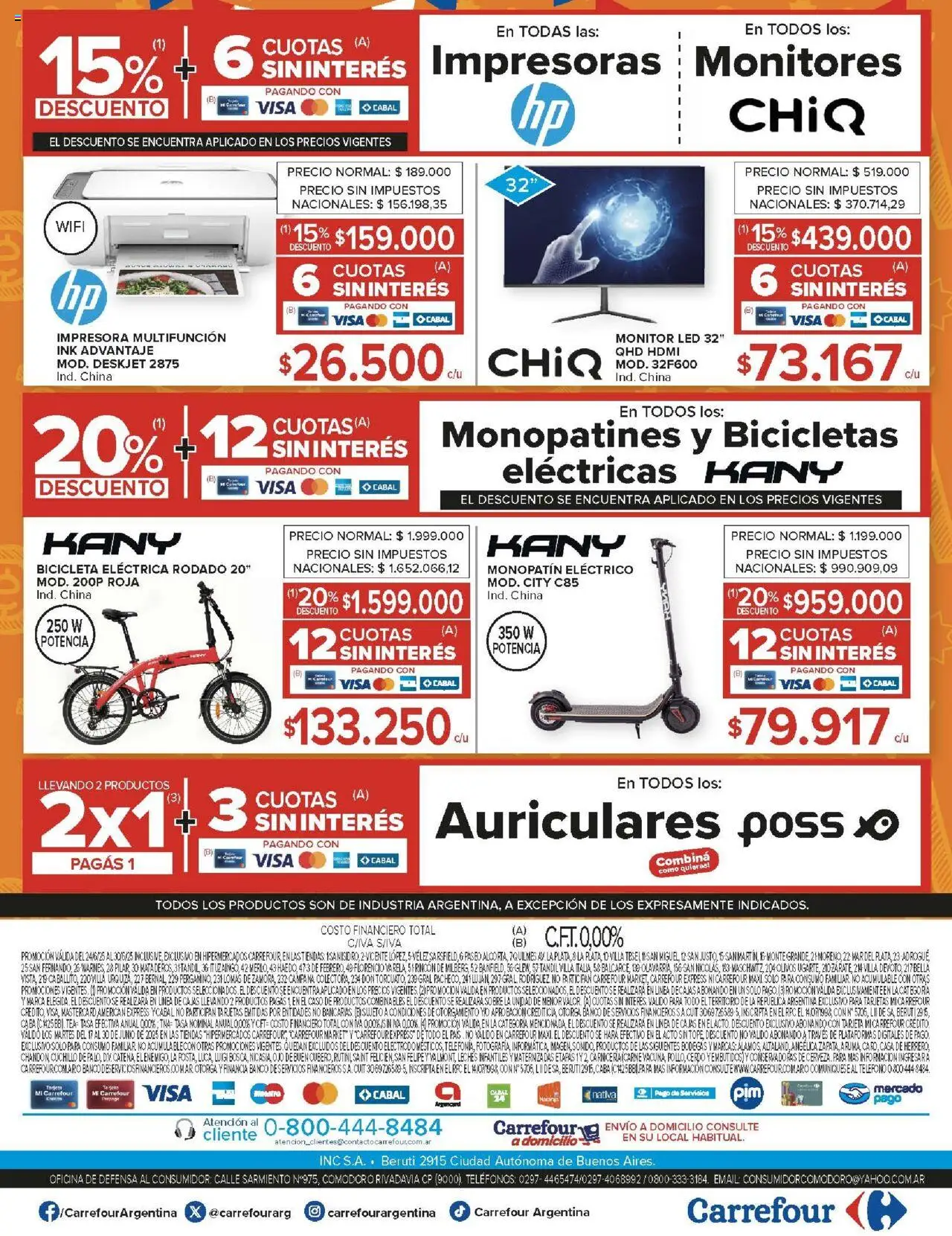 Carrefour ofertas │ válido desde el 24.06.2025 | Página: 27 | Productos: Monitor, Auriculares, Sobre, Campana