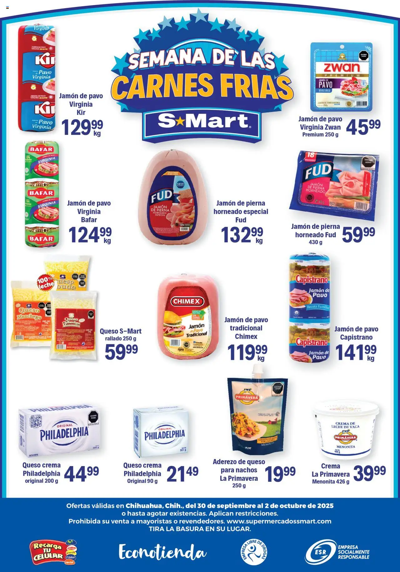 Nuevas ofertas de S-Mart válidas en toda la República Mexicana desde el 30.09.2025. ¡Encuentra las mejores ofertas en S-Mart - Folleto de Feria - Chihuahua! | Página: 6 | Productos: Fuente, Aderezo, Leche, Jamón