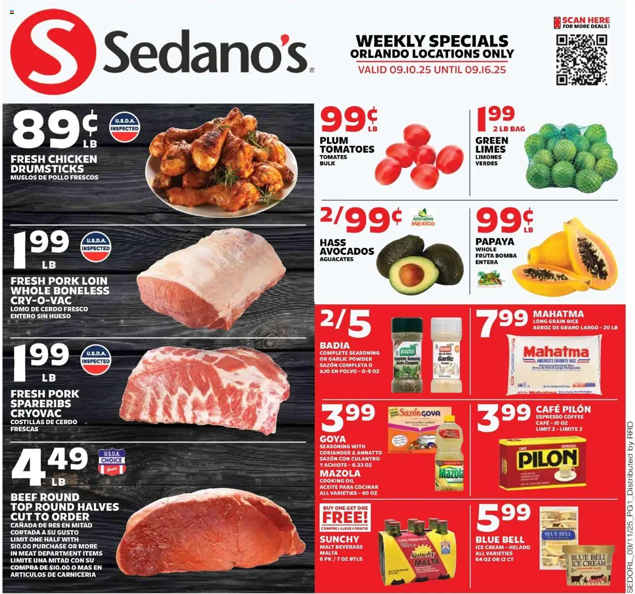 Sedano's Weekly Ad - valid from 10.09.2025 | Page: 1 | Products: Powder, Coffee, Pork, Rice