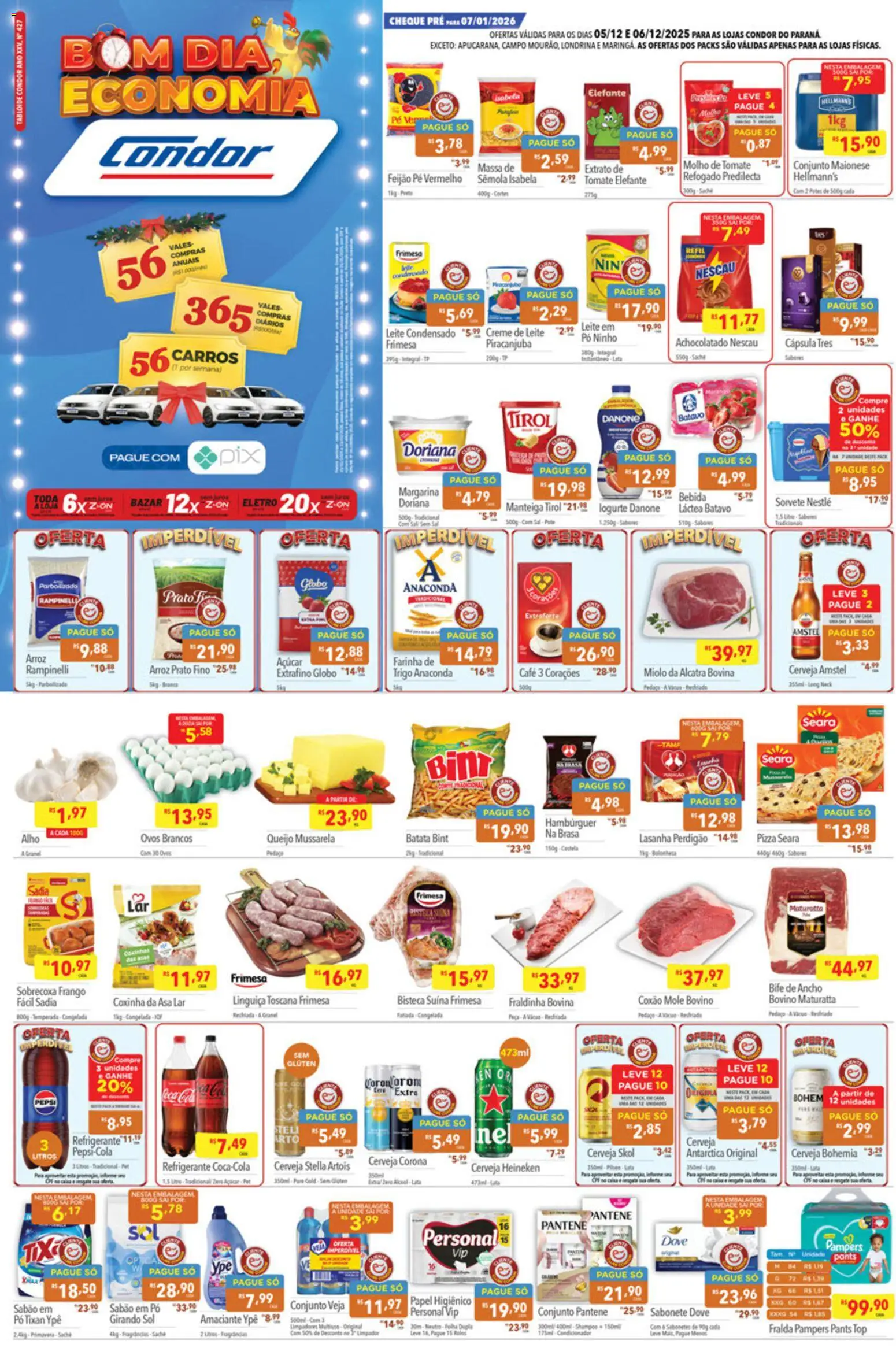 Supermercados Condor Folheto - válido de 05.12.2025 | Página: 1 | Produtos: Pampers, Leite, Sabonete, Maionese