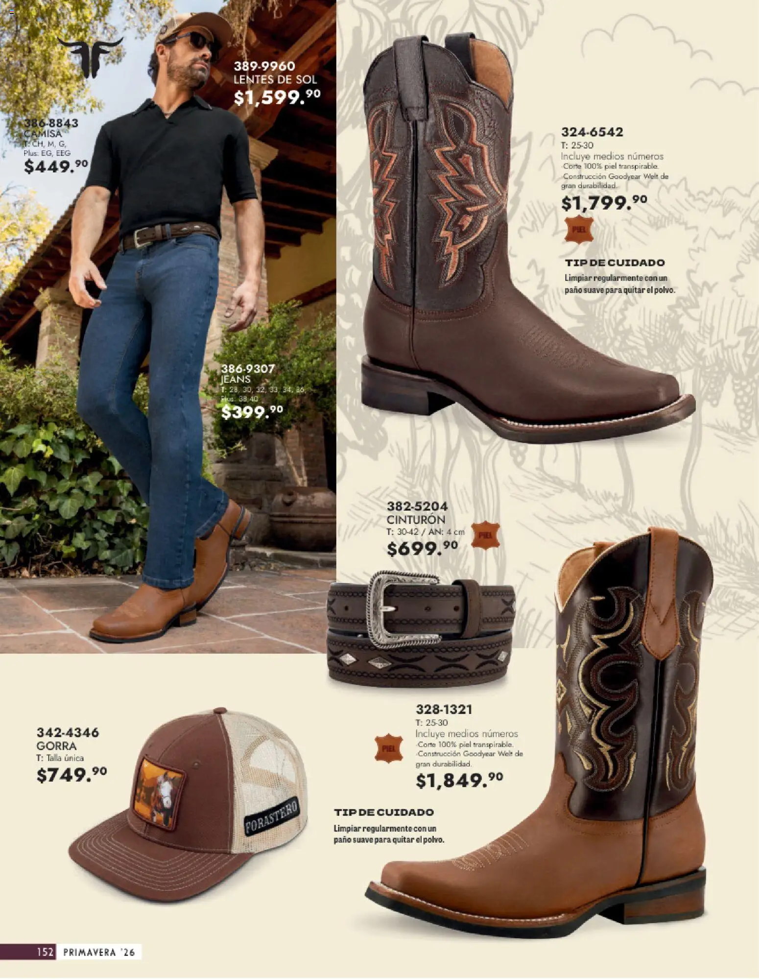 Nuevas ofertas de Andrea válidas en toda la República Mexicana desde el 25.01.2026. ¡Encuentra las mejores ofertas en Andrea catálogo Calzado Caballero! | Página: 152 | Productos: Gorra, Lentes, Camisa, Lentes de sol