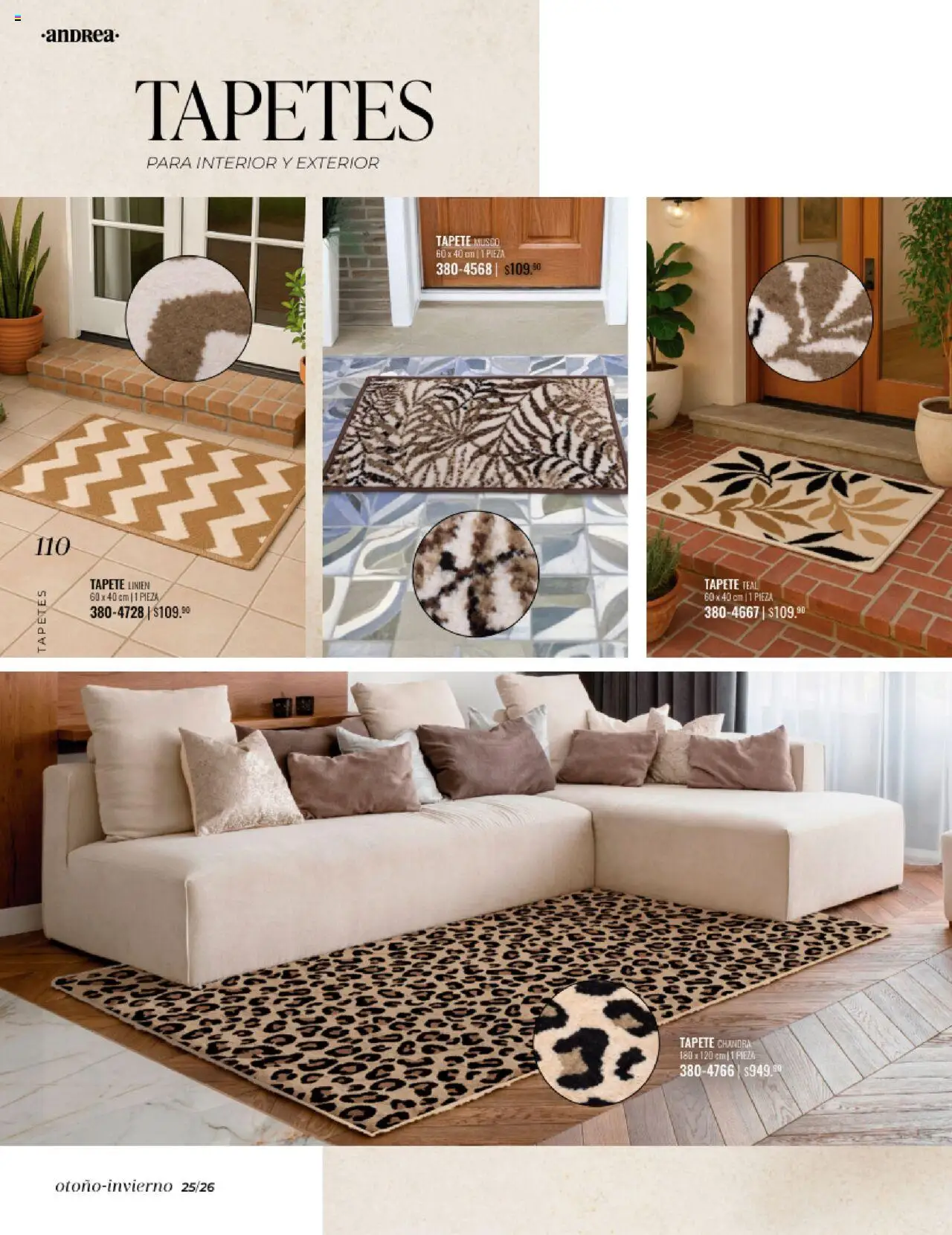 Nuevas ofertas de Andrea válidas en toda la República Mexicana desde el 24.08.2025. ¡Encuentra las mejores ofertas en Andrea - Catálogo Home - Otoño / Invierno! | Página: 110 | Productos: Tapete
