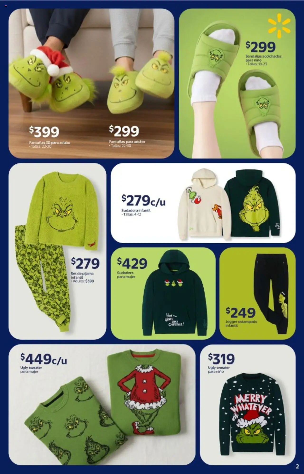 Nuevas ofertas de Walmart válidas en toda la República Mexicana desde el 14.10.2025. ¡Encuentra las mejores ofertas en Walmart - Folleto Precios Bajos! | Página: 2 | Productos: Pijama, Pantuflas, Sudadera, Sandalias