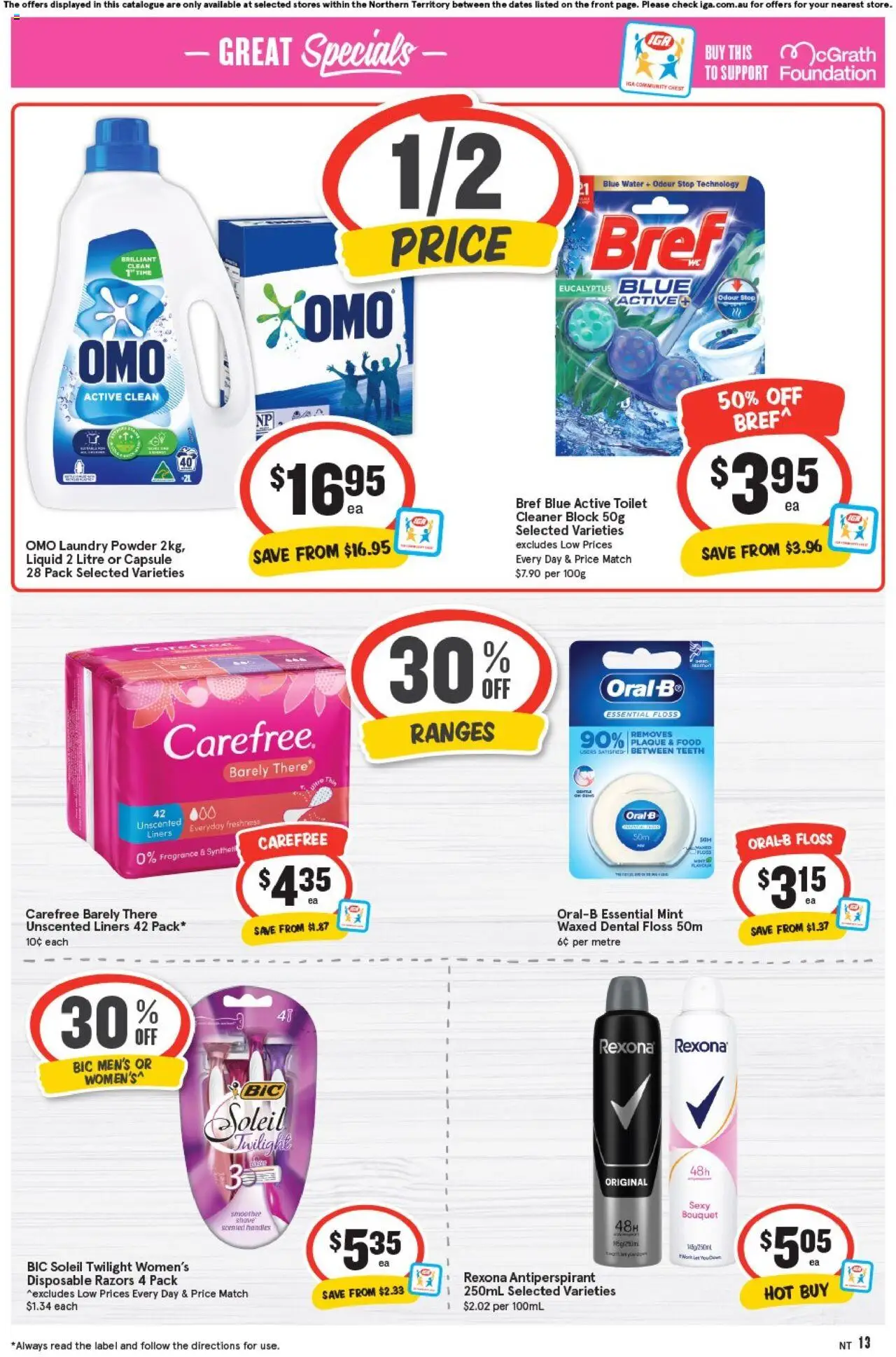 IGA catalogue - valid from 10.09.2025 | Page: 13 | Products: Powder, Cleaner, Antiperspirant, Razors
