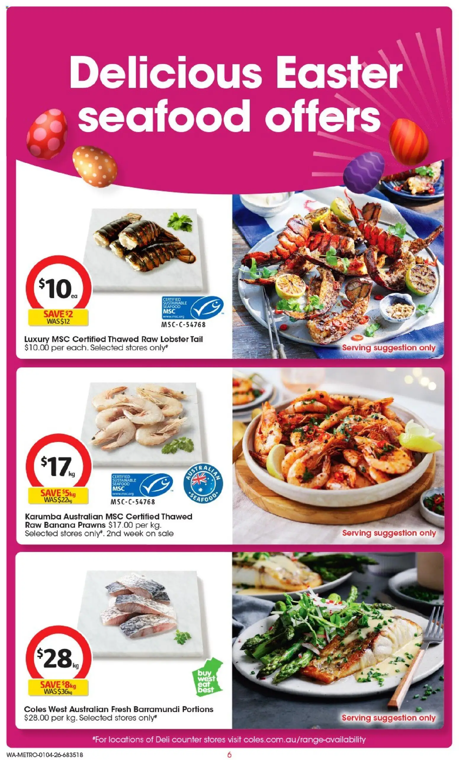 Coles catalogue - valid from 01.04.2026 | Page: 6 | Products: Lobster, Prawns, Sustainable, Seafood