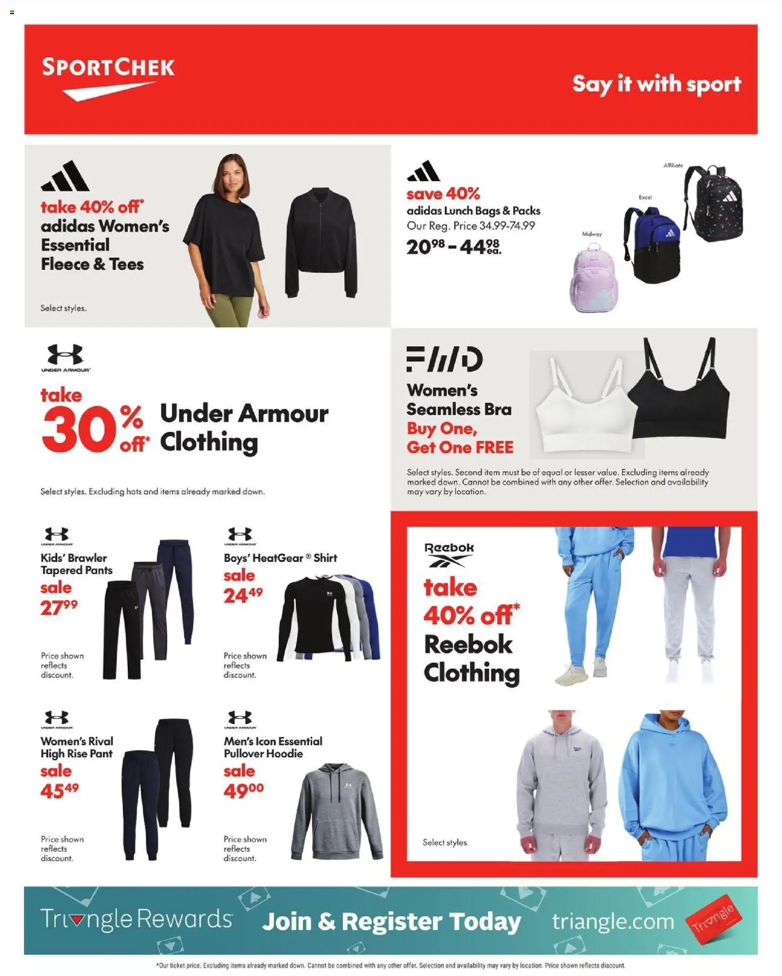 Sport Chek flyer valid from 26.03.2026 | Page: 3 | Products: Shirt, Hoodie, Pants, Bra
