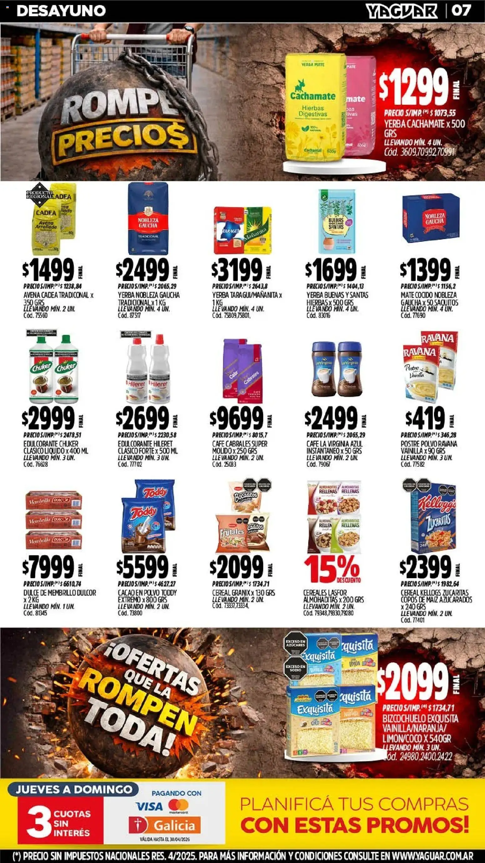 Yaguar - Oferta Semanal San Juan │ válido desde el 20.04.2026 | Página: 8 | Productos: Copos, Edulcorante, Maiz, Mate cocido