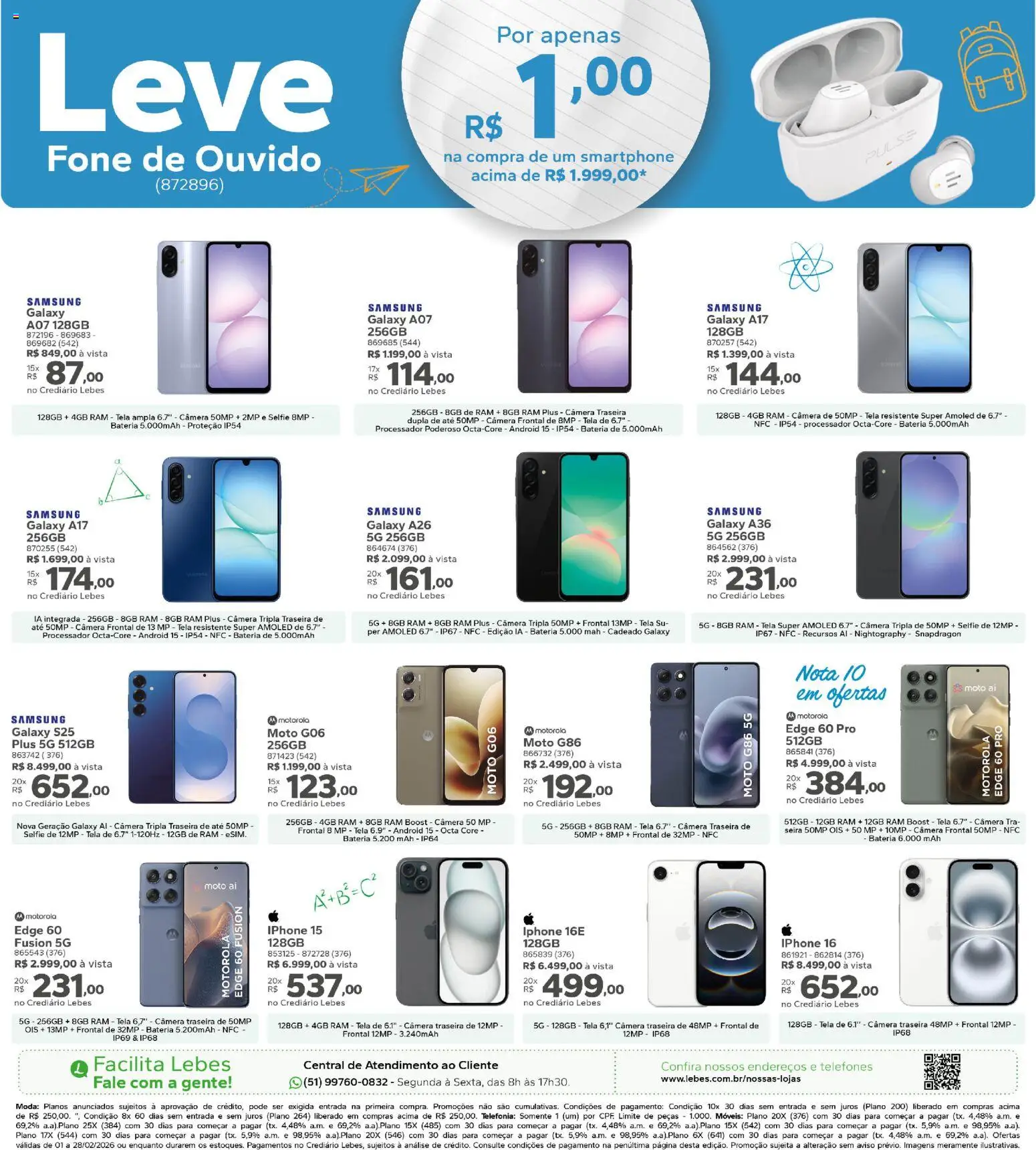 Lebes Folheto - válido de 01.02.2026 | Página: 16 | Produtos: Iphone, Processador, Tela, Fone de ouvido