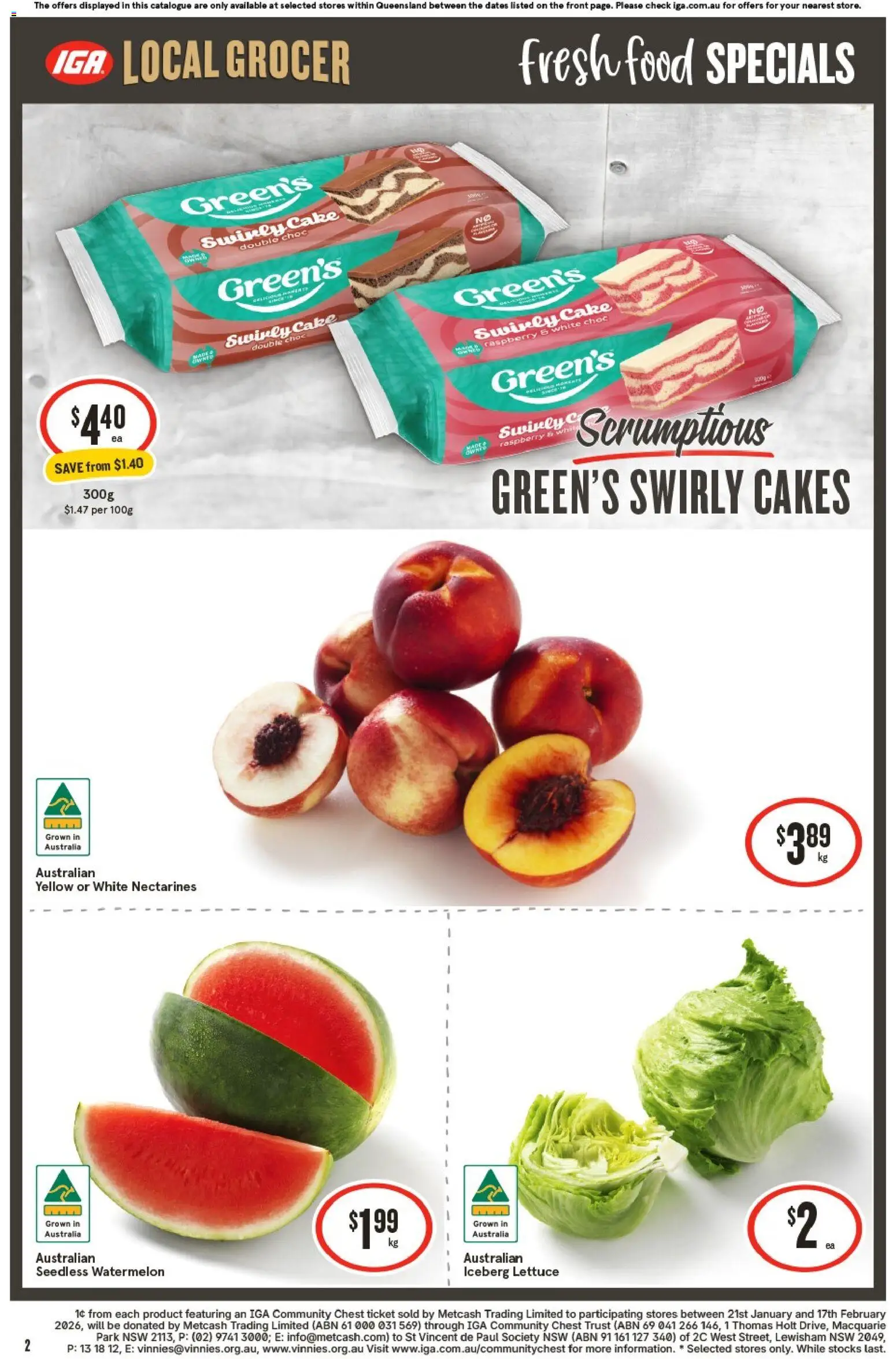 IGA catalogue - valid from 21.01.2026 | Page: 2 | Products: Lettuce, Watermelon, Raspberry