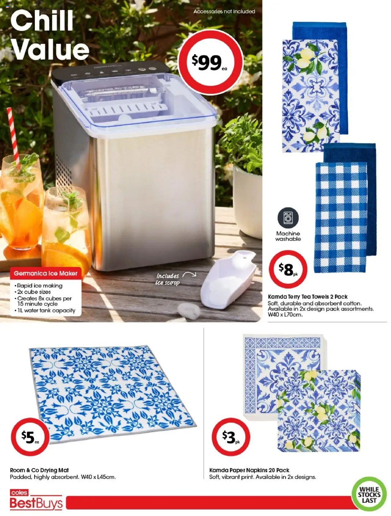 Coles catalogue - valid from 24.10.2025 | Page: 4 | Products: Towels, Tea, Napkins, Ice maker