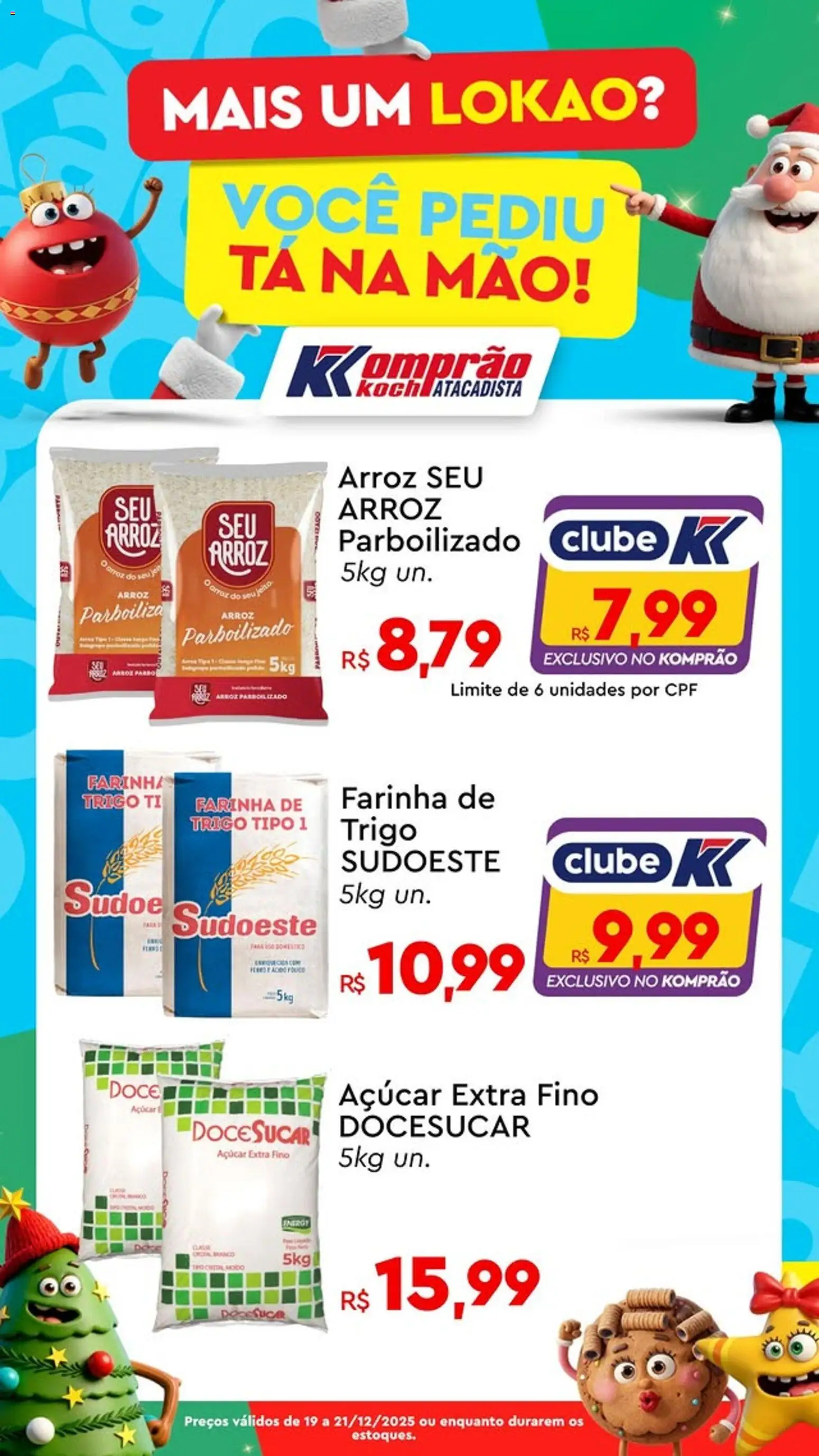 Komprao Atacadista Folheto - válido de 19.12.2025 | Página: 1 | Produtos: Farinha de trigo, Arroz, Açúcar