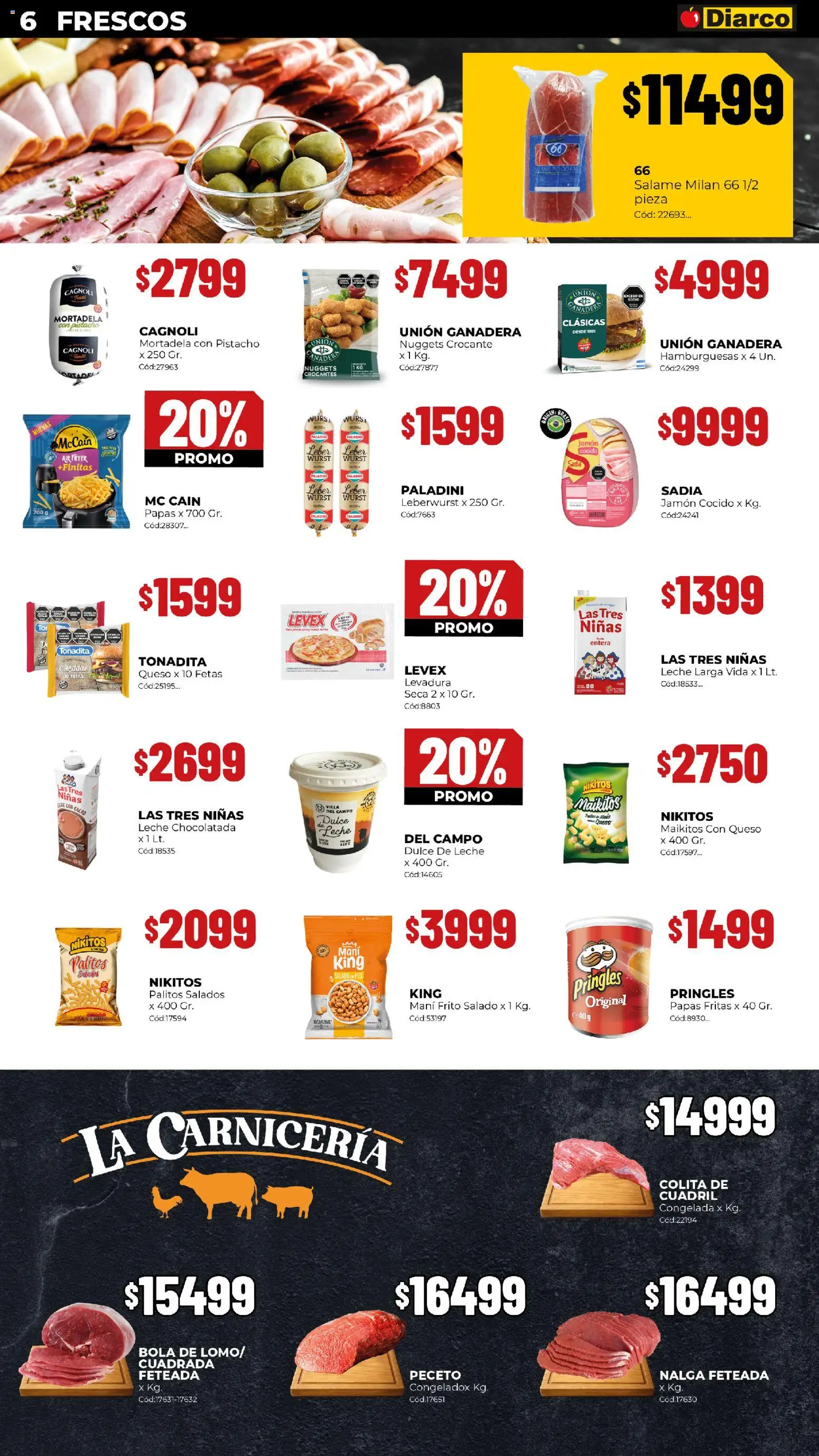 Diarco ofertas │ válido desde el 05.01.2026 | Página: 6 | Productos: Jamón cocido, Mortadela, Mani, Leche