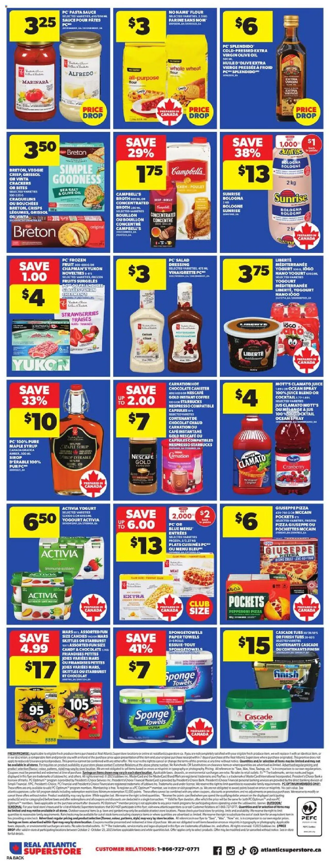 Atlantic Superstore flyer valid from 09.10.2025 | Page: 4 | Products: Pasta, Salad, Oil, Chocolate