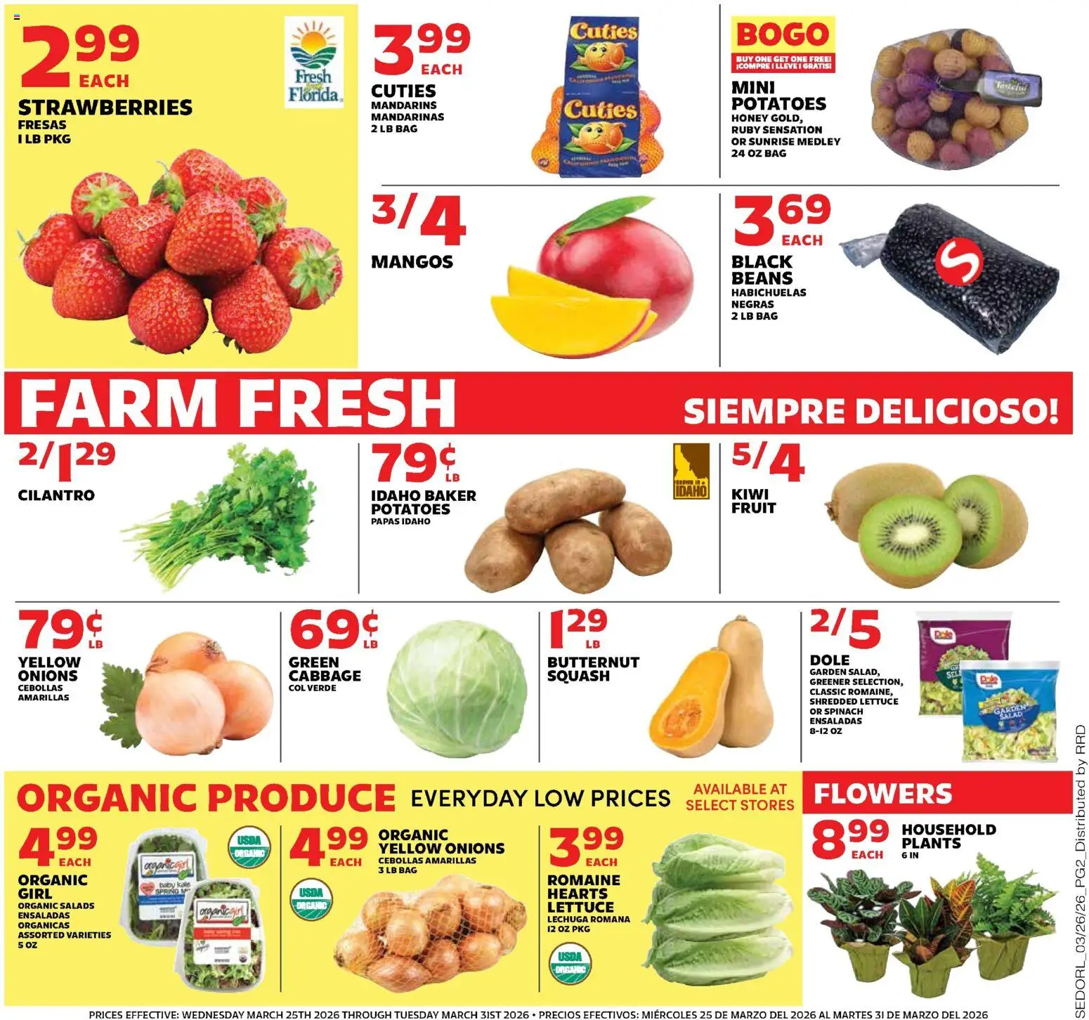 Sedano's Weekly Ad - valid from 25.03.2026 | Page: 2 | Products: Romaine, Squash, Potatoes, Cabbage