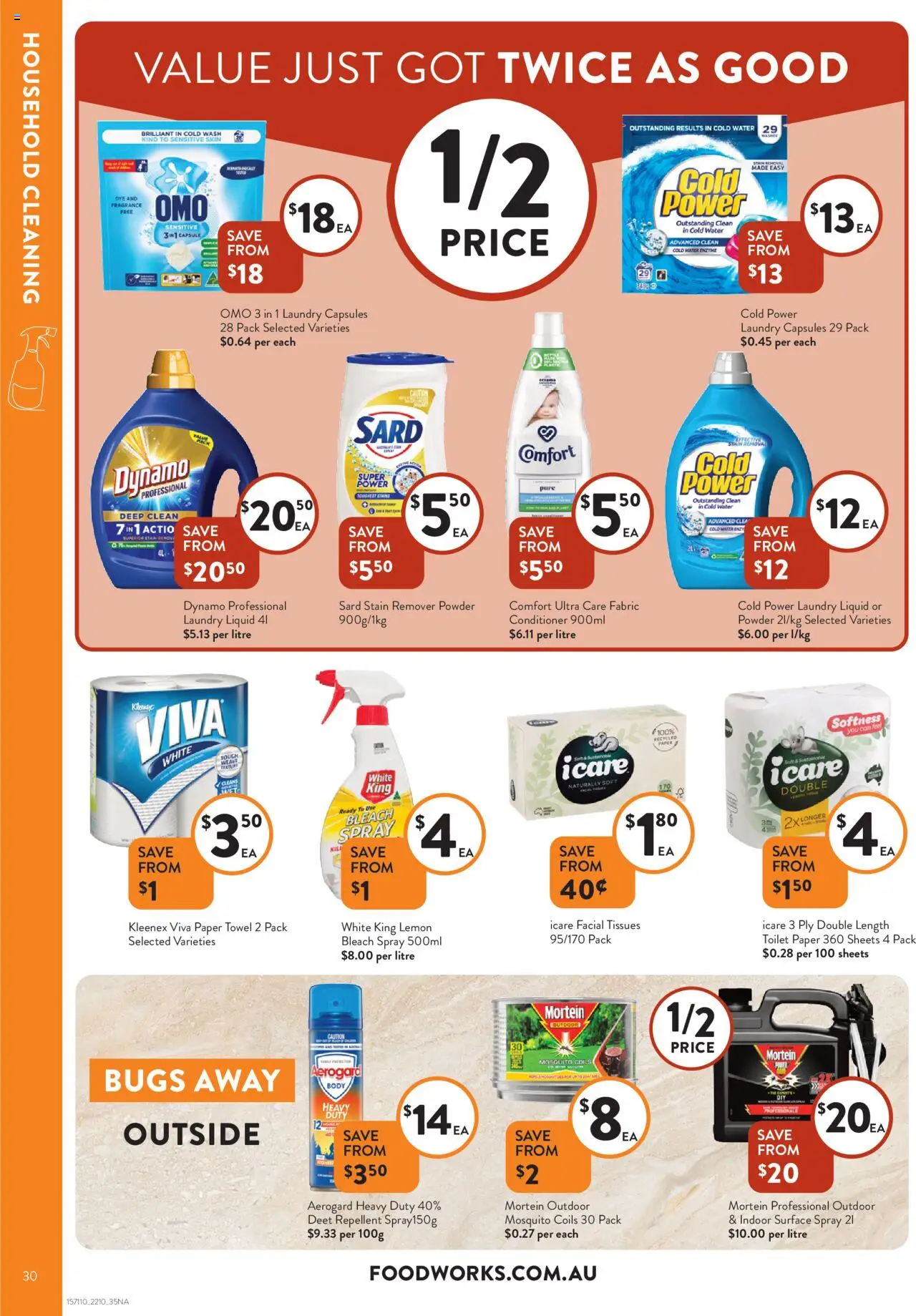 Foodworks catalogue - valid from 22.10.2025 | Page: 30 | Products: Powder, Conditioner, Toilet paper, Water
