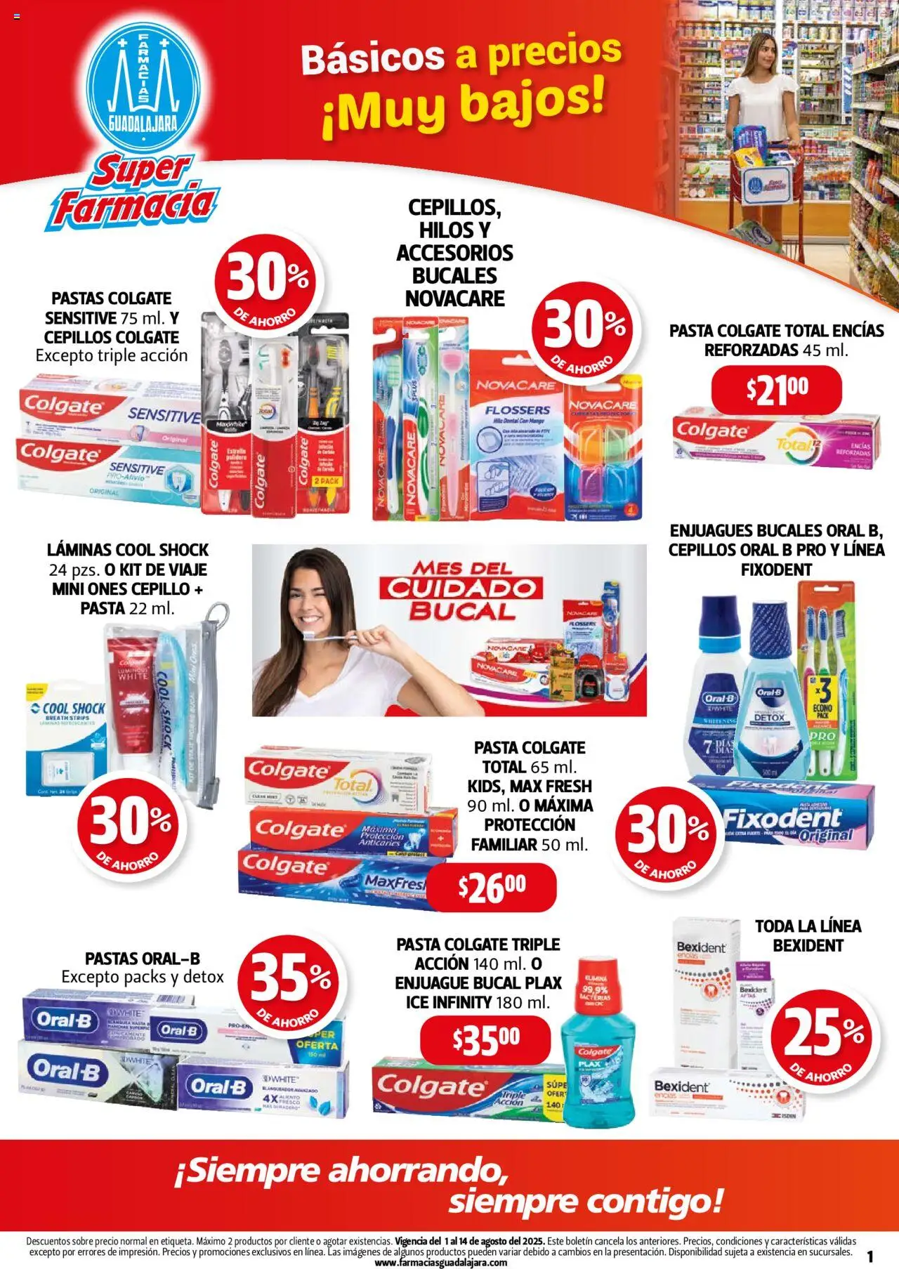 Nuevas ofertas de Farmacia Guadalajara válidas en toda la República Mexicana desde el 01.08.2025. ¡Encuentra las mejores ofertas en Farmacia Guadalajara - Catálogo! | Página: 1 | Productos: Enjuague bucal, Cepillo, Té, Sobre