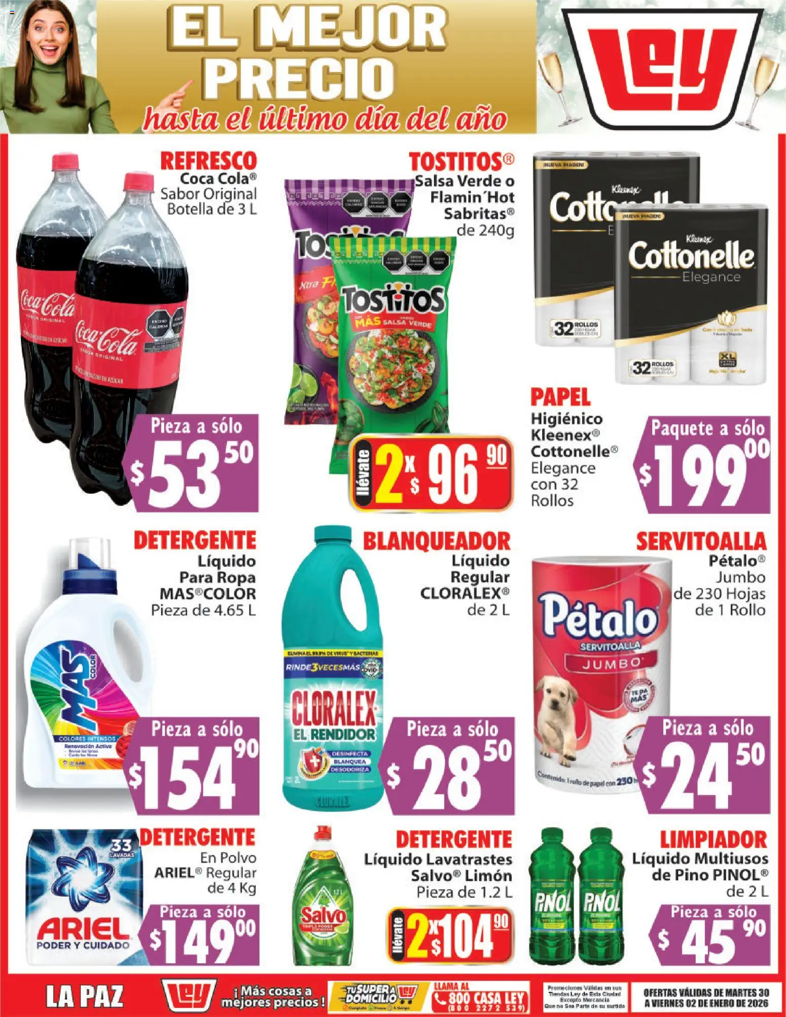 Nuevas ofertas de Casa Ley válidas en toda la República Mexicana desde el 30.12.2025. ¡Encuentra las mejores ofertas en Casa Ley folleto El Mejor Precio ! | Página: 4 | Productos: Detergente, Refresco, Limón, Ropa