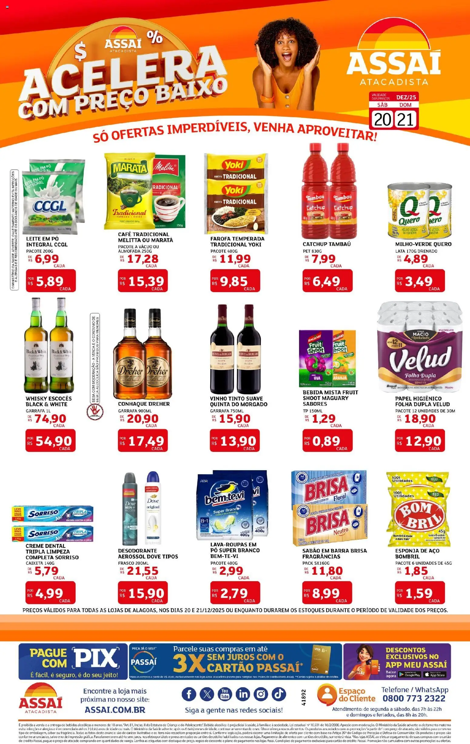 Assaí Atacadista Folheto - válido de 20.12.2025 | Página: 1 | Produtos: Sabão em barra, Conhaque, Esponja de aço, Farofa