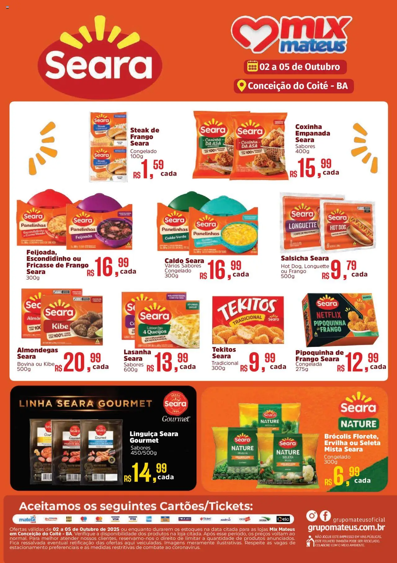 Mateus Folheto - válido de 02.10.2025 | Página: 1 | Produtos: Salsicha, Carne, Escondidinho, Carne moída