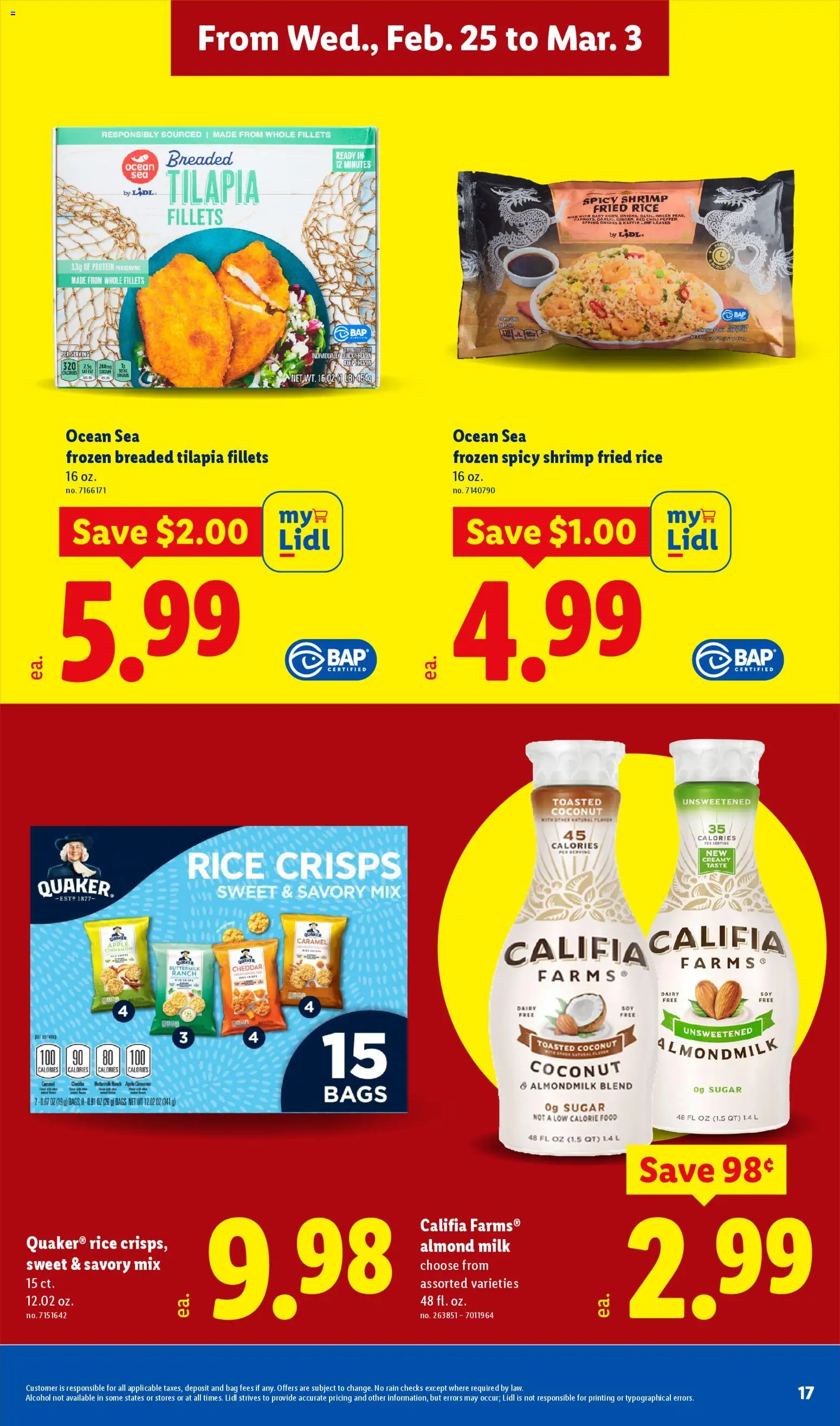 Lidl Weekly Ad - valid from 25.02.2026 | Page: 17 | Products: Milk, Rice, Sugar, Lime