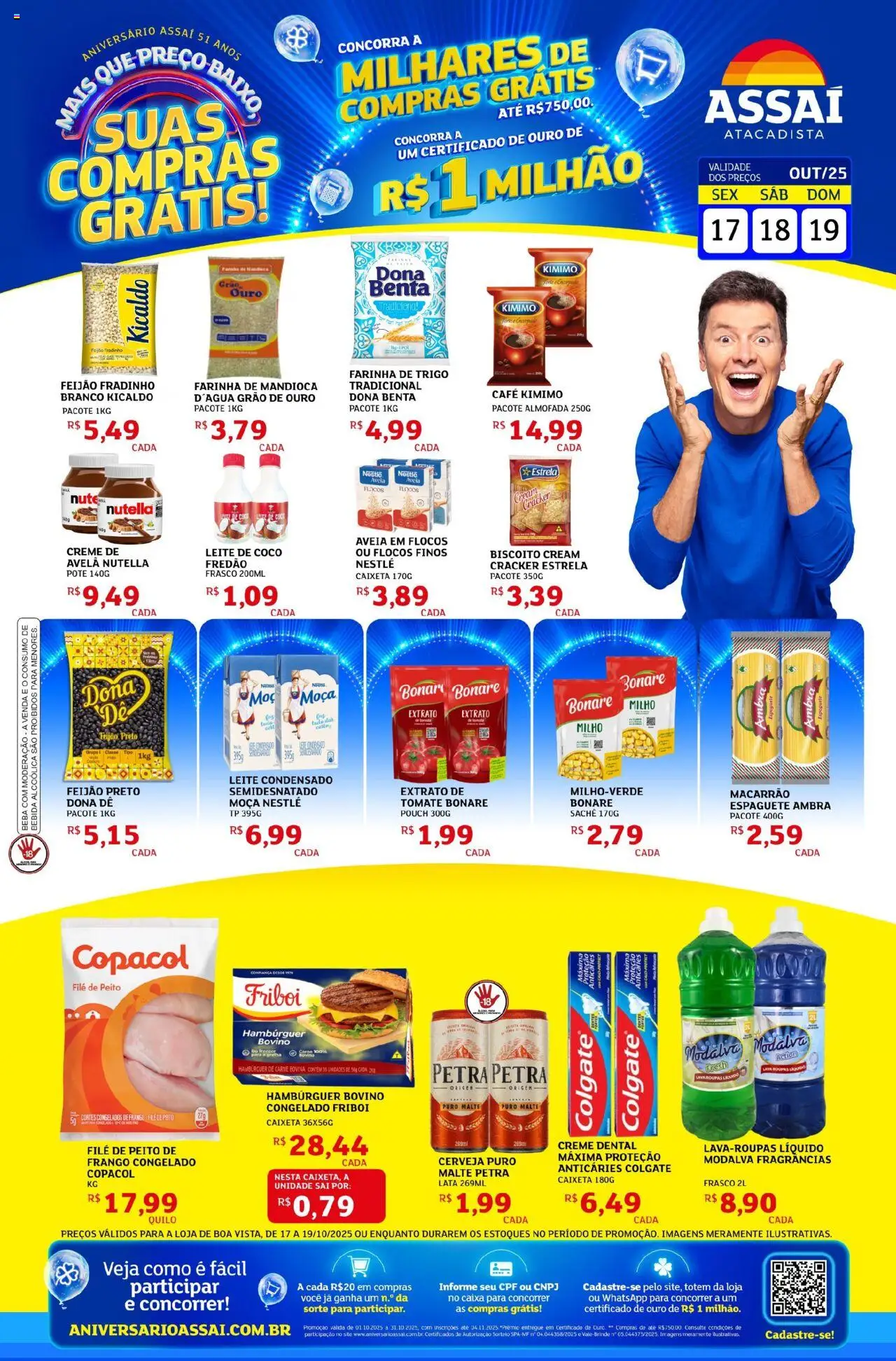 Assaí Atacadista Folheto - válido de 17.10.2025 | Página: 1 | Produtos: Biscoito, Carne, Frango, Leite de coco