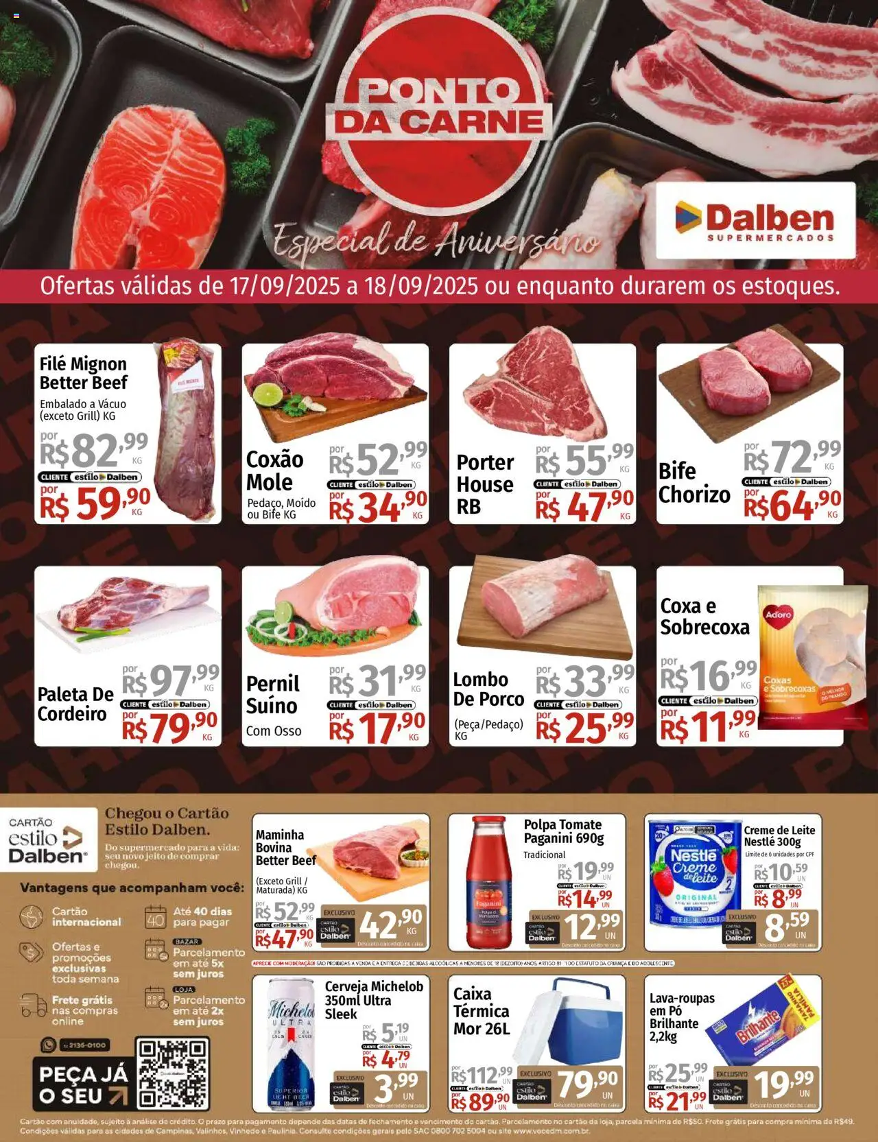 Supermercado Dalben Folheto - válido de 17.09.2025 | Página: 1 | Produtos: Filé mignon, Lombo, Pernil, Creme