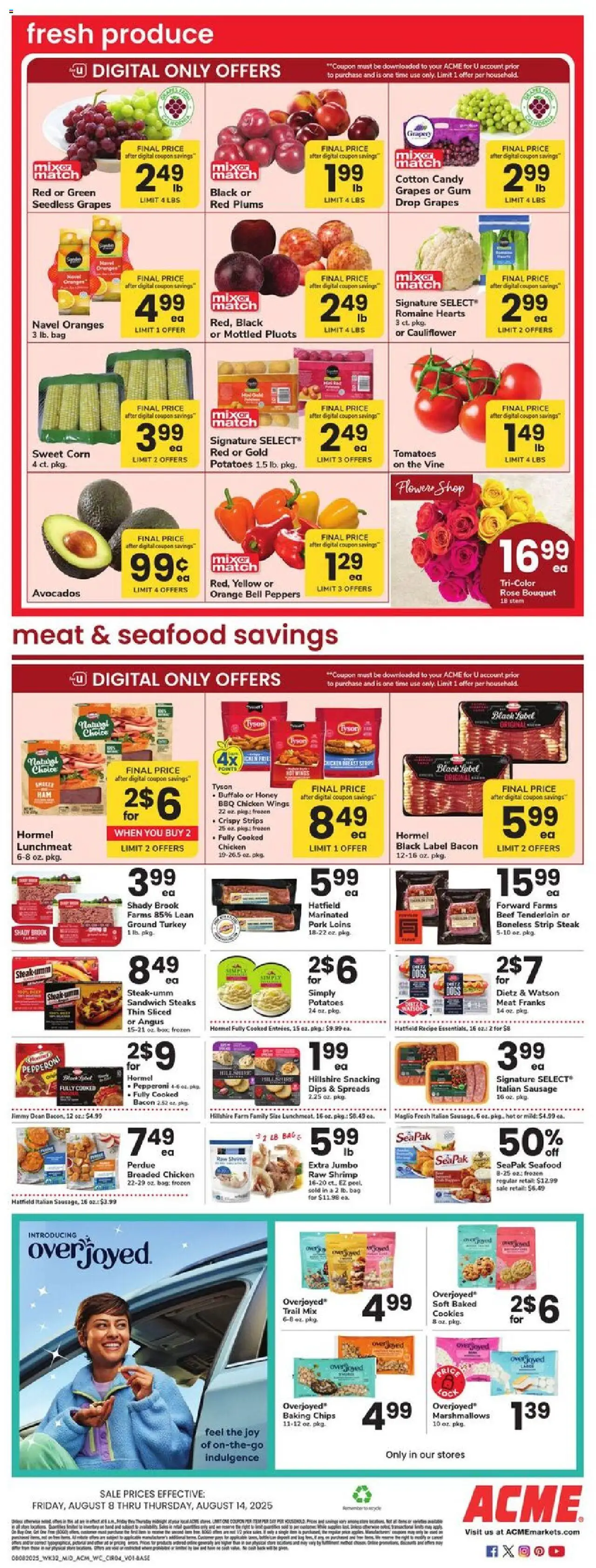 Acme Weekly Ad - NJ - valid from 08.08.2025 | Page: 3 | Products: Oranges, Potatoes, Grapes, Cauliflower