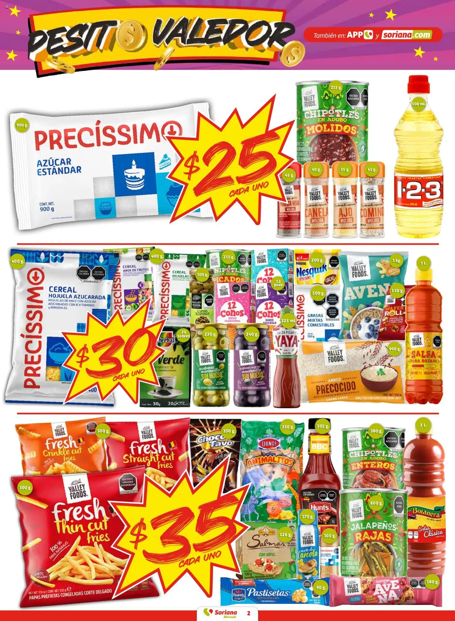 Nuevas ofertas de Soriana válidas en toda la República Mexicana desde el 30.01.2026. ¡Encuentra las mejores ofertas en Soriana - Pesito Valedor Mercado: Chih, Coah, Dur, NL, SLP, Tamps, Zac! | Página: 2 | Productos: Maíz, Cacao, Vitaminas, Té
