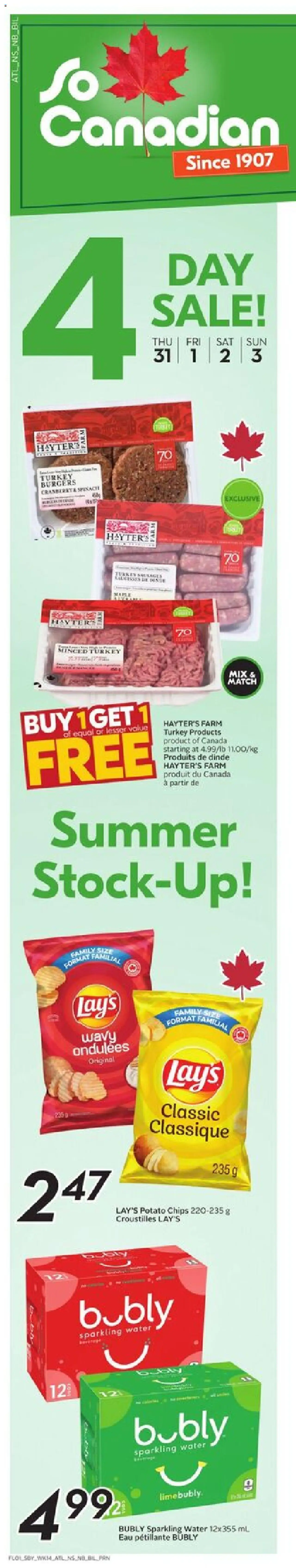 Sobeys flyer valid from 31.07.2025 | Page: 2 | Products: Chips, Turkey