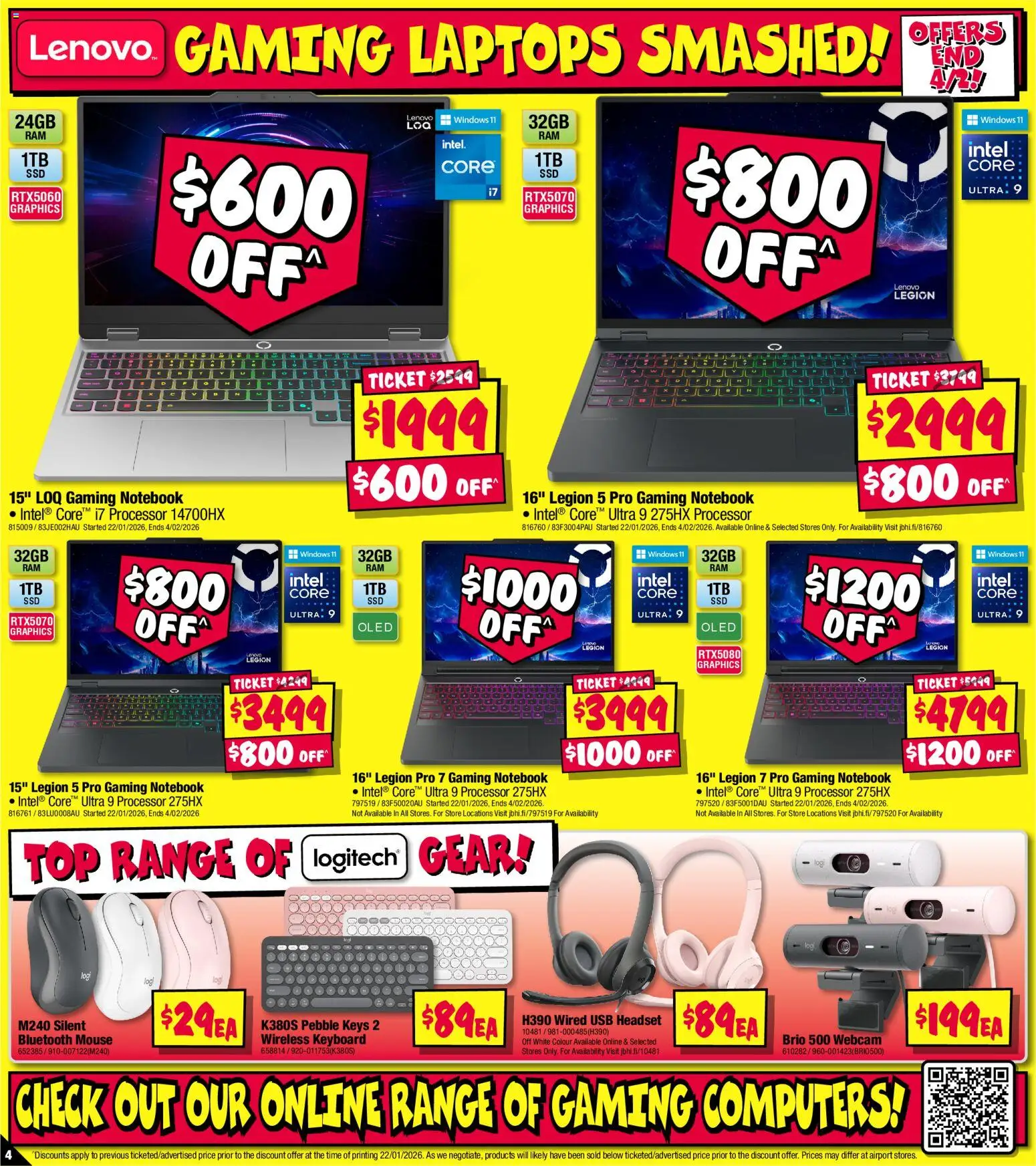 JB Hi-Fi catalogue - valid from 29.01.2026 | Page: 4 | Products: Notebook, Headset, Usb, Webcam