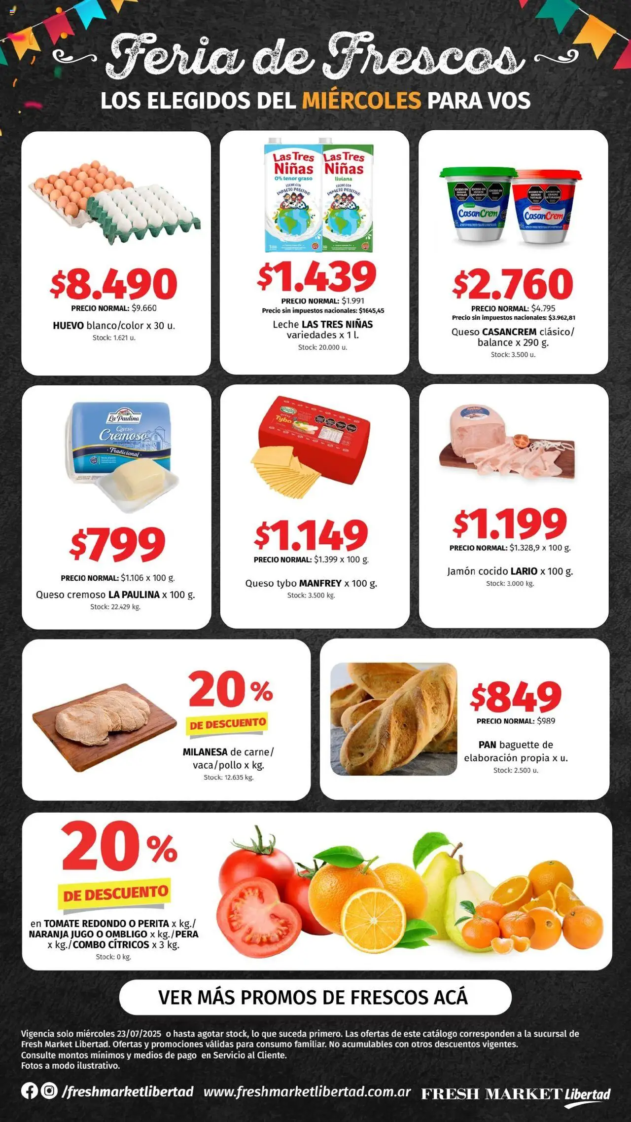 Hipermercado Libertad - Feria de Frescos - DOT │ válido desde el 23.07.2025 | Página: 1 | Productos: Jamón cocido, Queso, Pan, Jugo