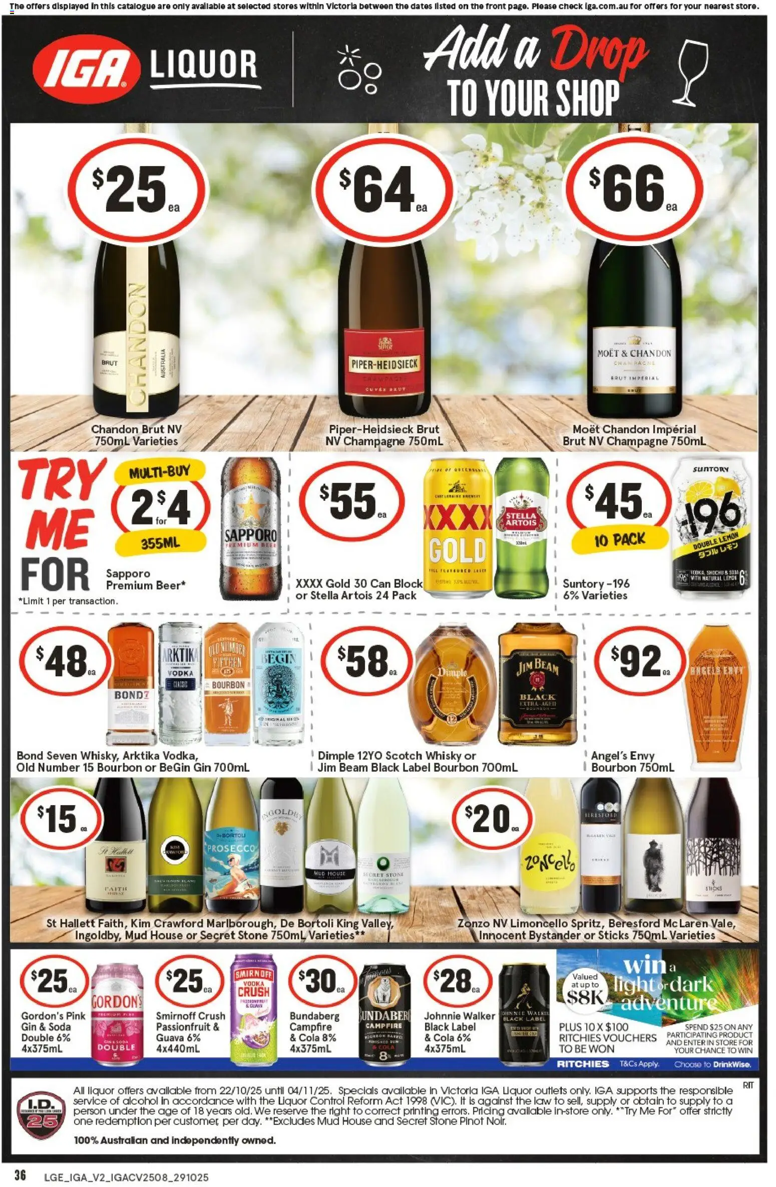 IGA catalogue - valid from 29.10.2025 | Page: 5 | Products: Bourbon, Gin, Passionfruit, Vodka