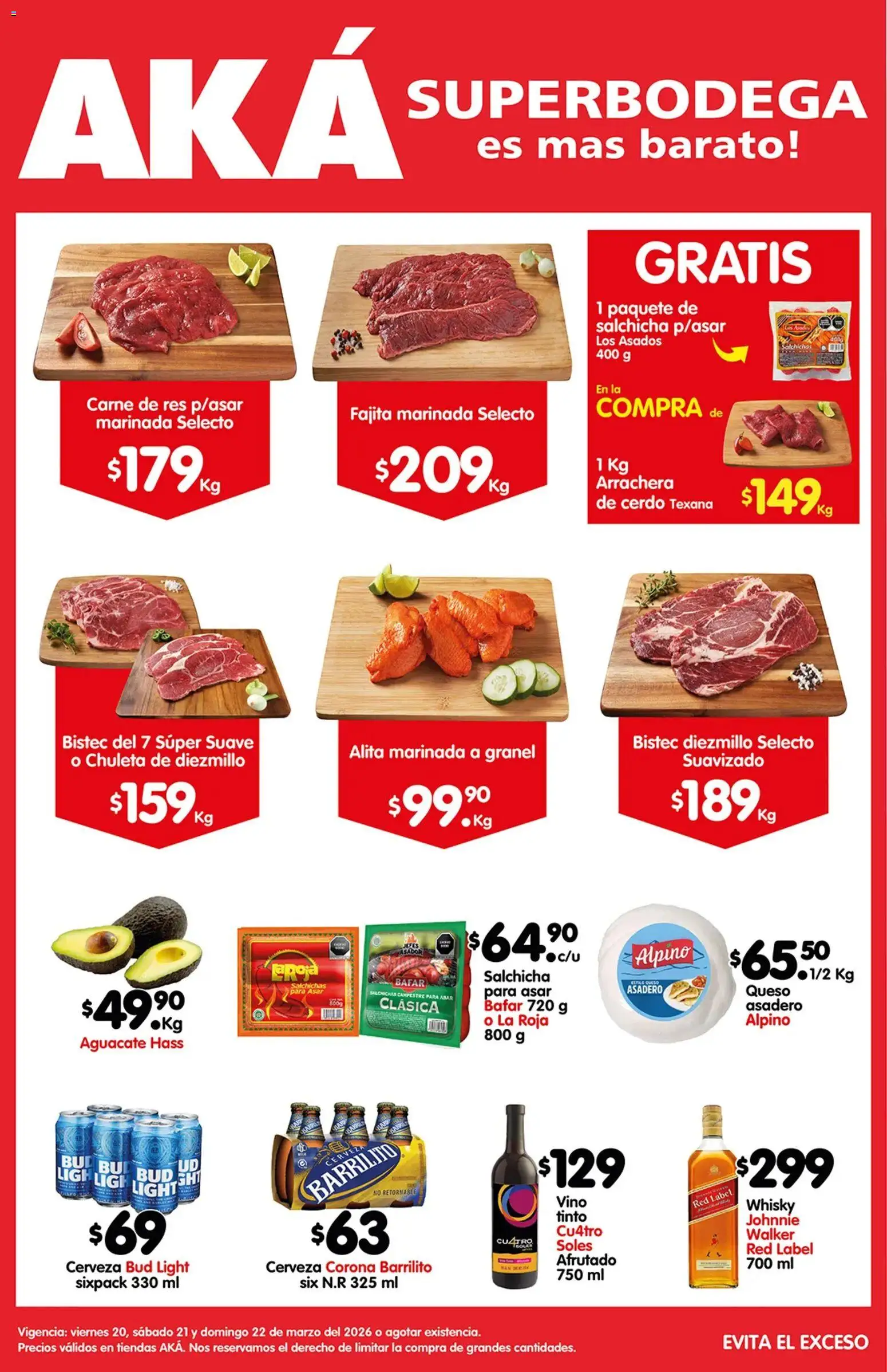 Nuevas ofertas de Arteli válidas en toda la República Mexicana desde el 20.03.2026. ¡Encuentra las mejores ofertas en  Arteli folleto Carnita Asada Aká Superbodegas! | Página: 1 | Productos: Salchicha, Queso, Cerdo, Res