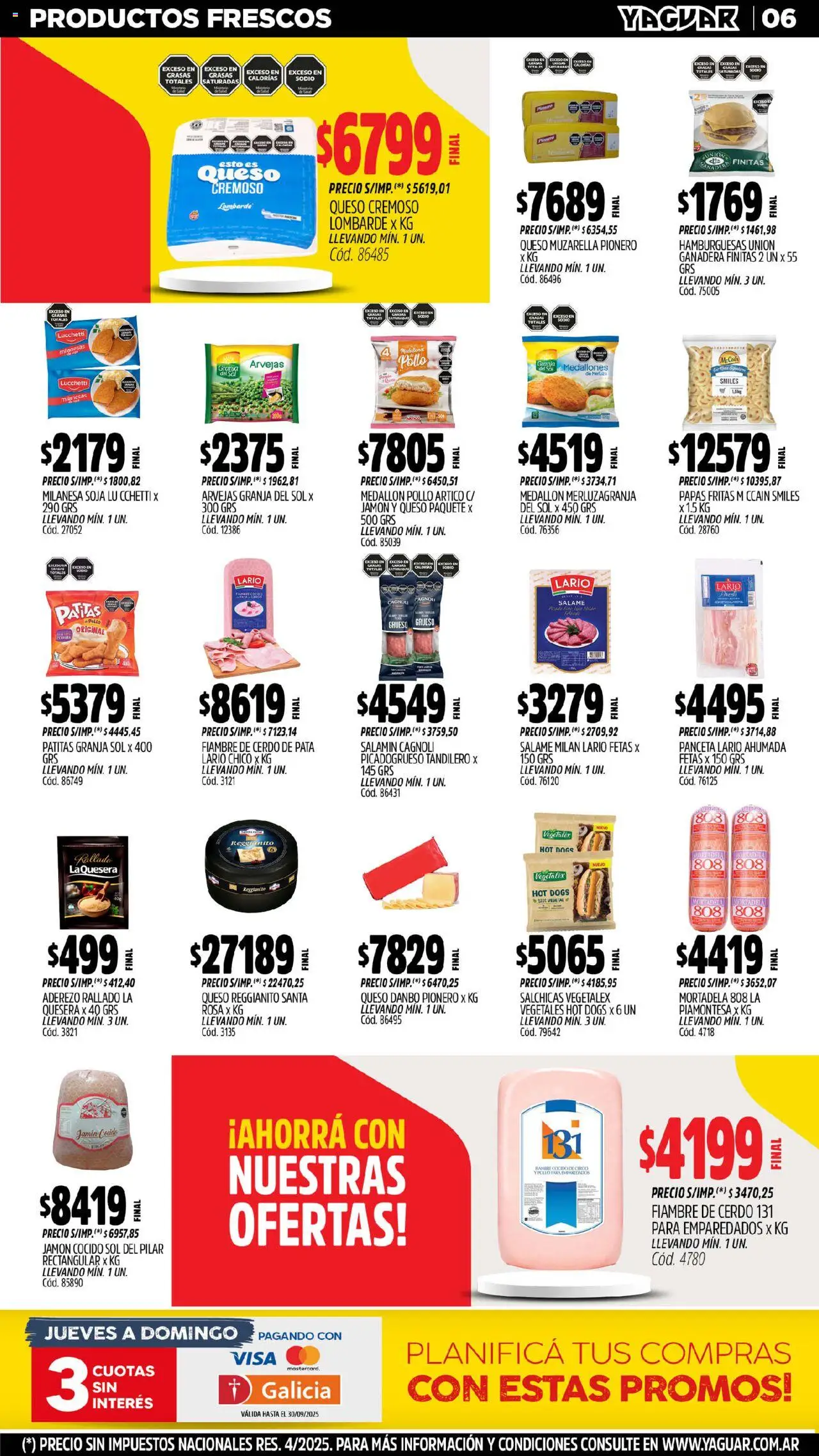 Yaguar catálogo │ válido desde el 29.09.2025 | Página: 6 | Productos: Pollo, Aderezo, Queso, Salame