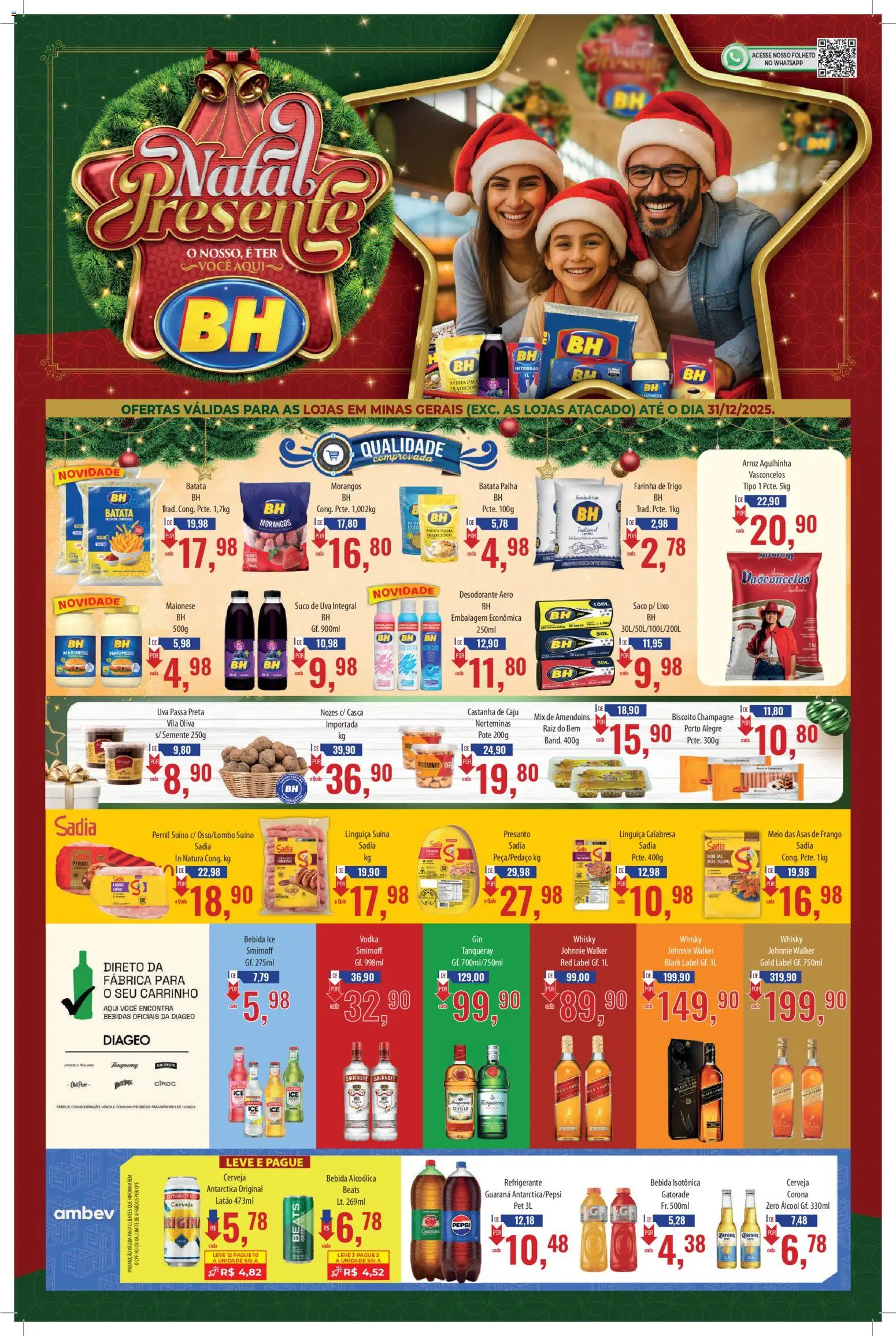 Supermercados BH Folheto - válido de 01.12.2025 | Página: 1 | Produtos: Cerveja, Morangos, Nozes, Batata palha