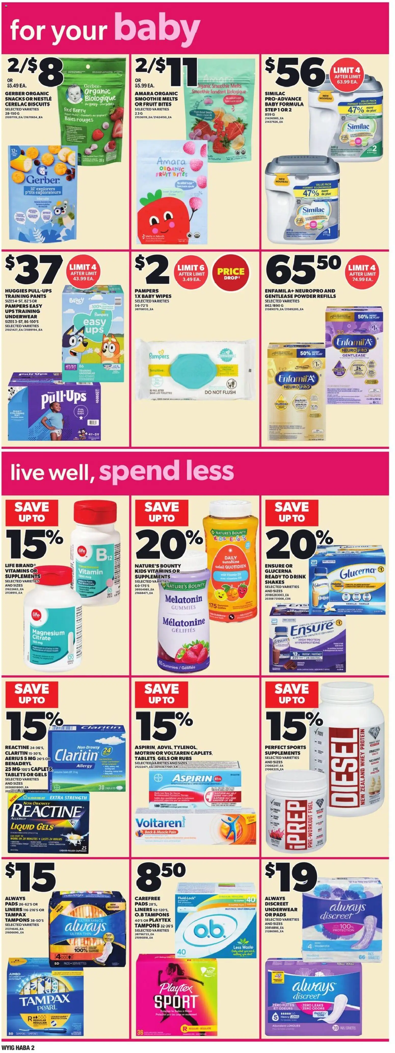 Loblaws flyer valid from 09.04.2026 | Page: 14 | Products: Powder, Yogurt, Pants, Underwear