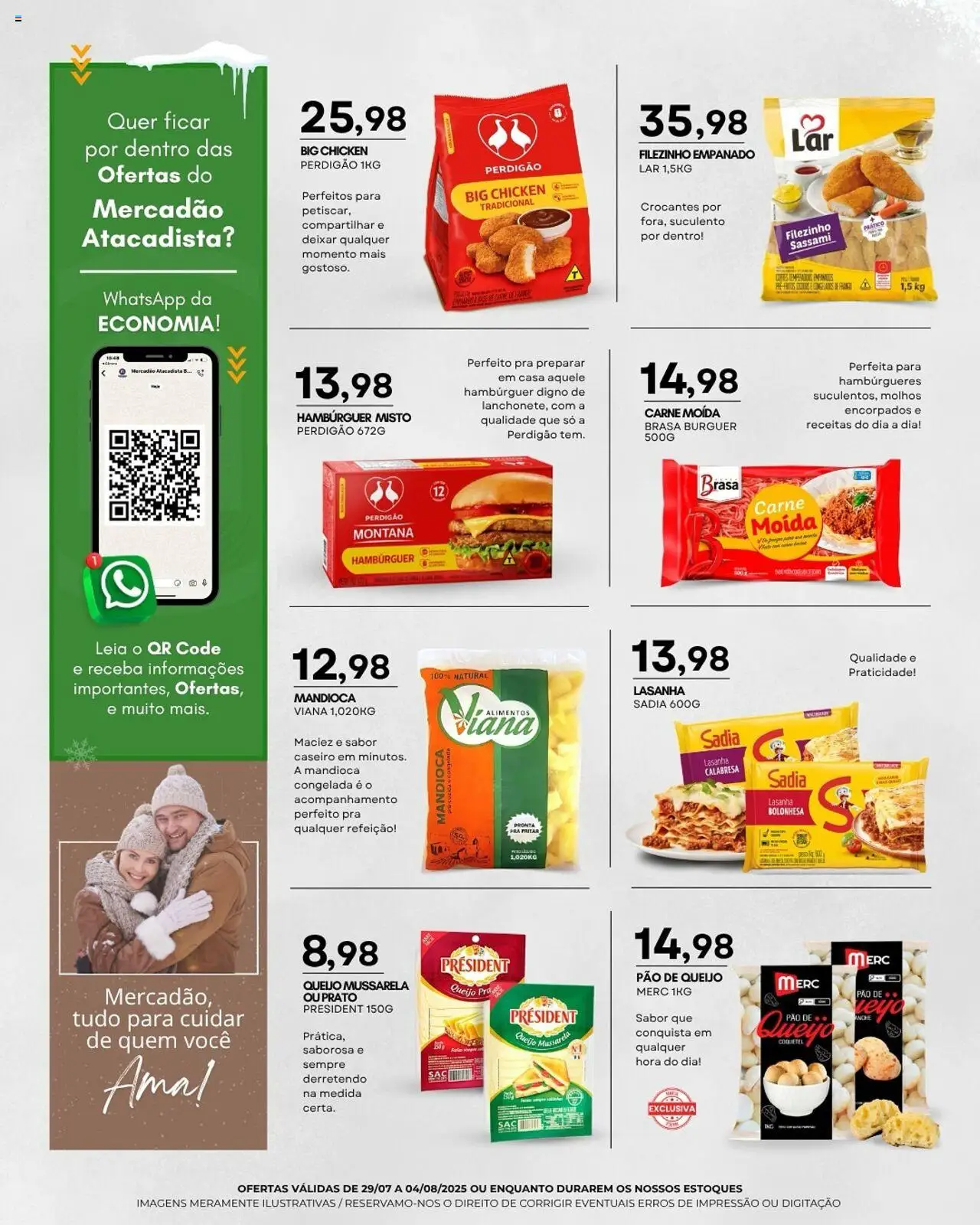Mercadão Atacadista Folheto - válido de 29.07.2025 | Página: 3 | Produtos: Pão, Carne, Lasanha, Pão de queijo