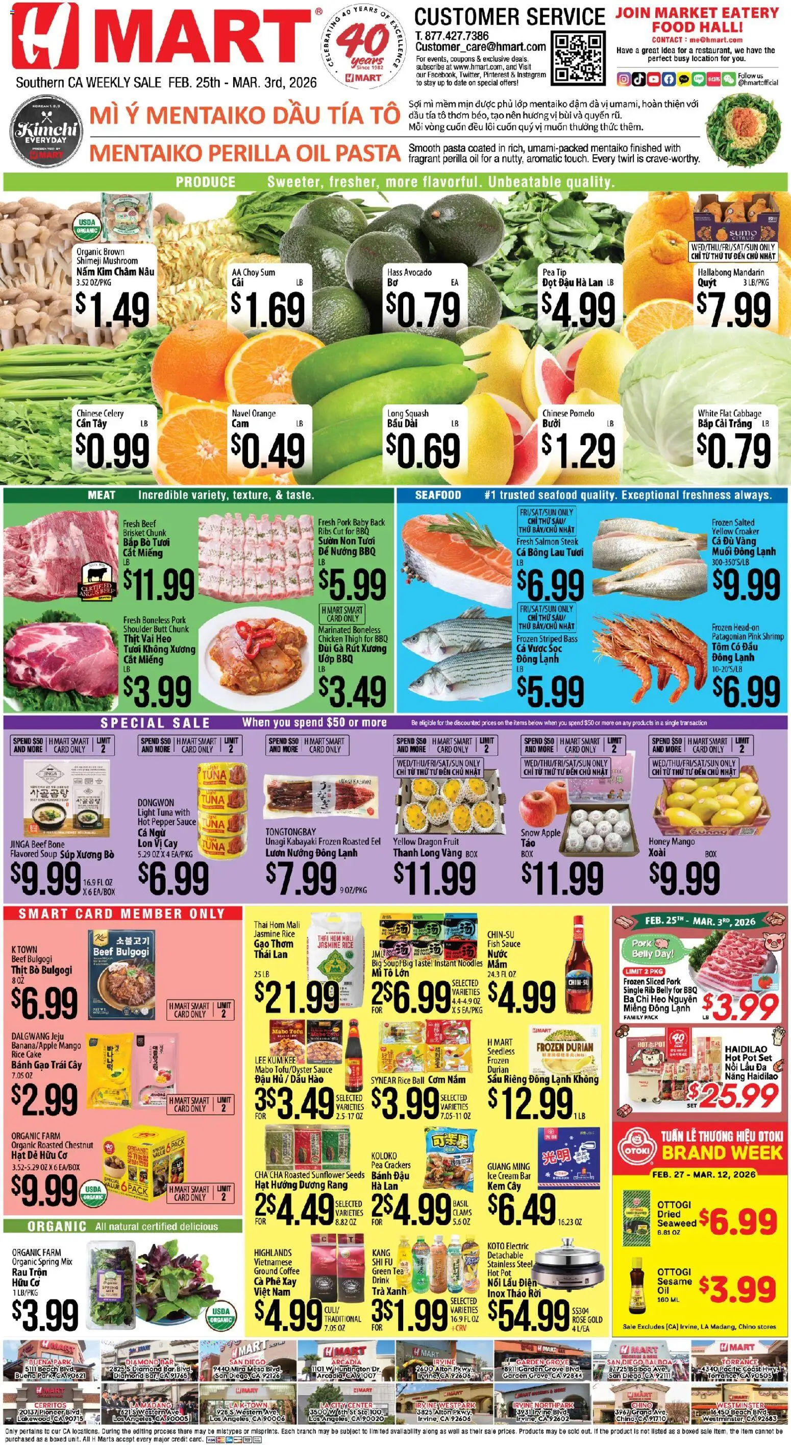 Hmart VIETNAMESE Southern California - valid from 25.02.2026 | Page: 1 | Products: Squash, Noodles, Ice cream, Mango