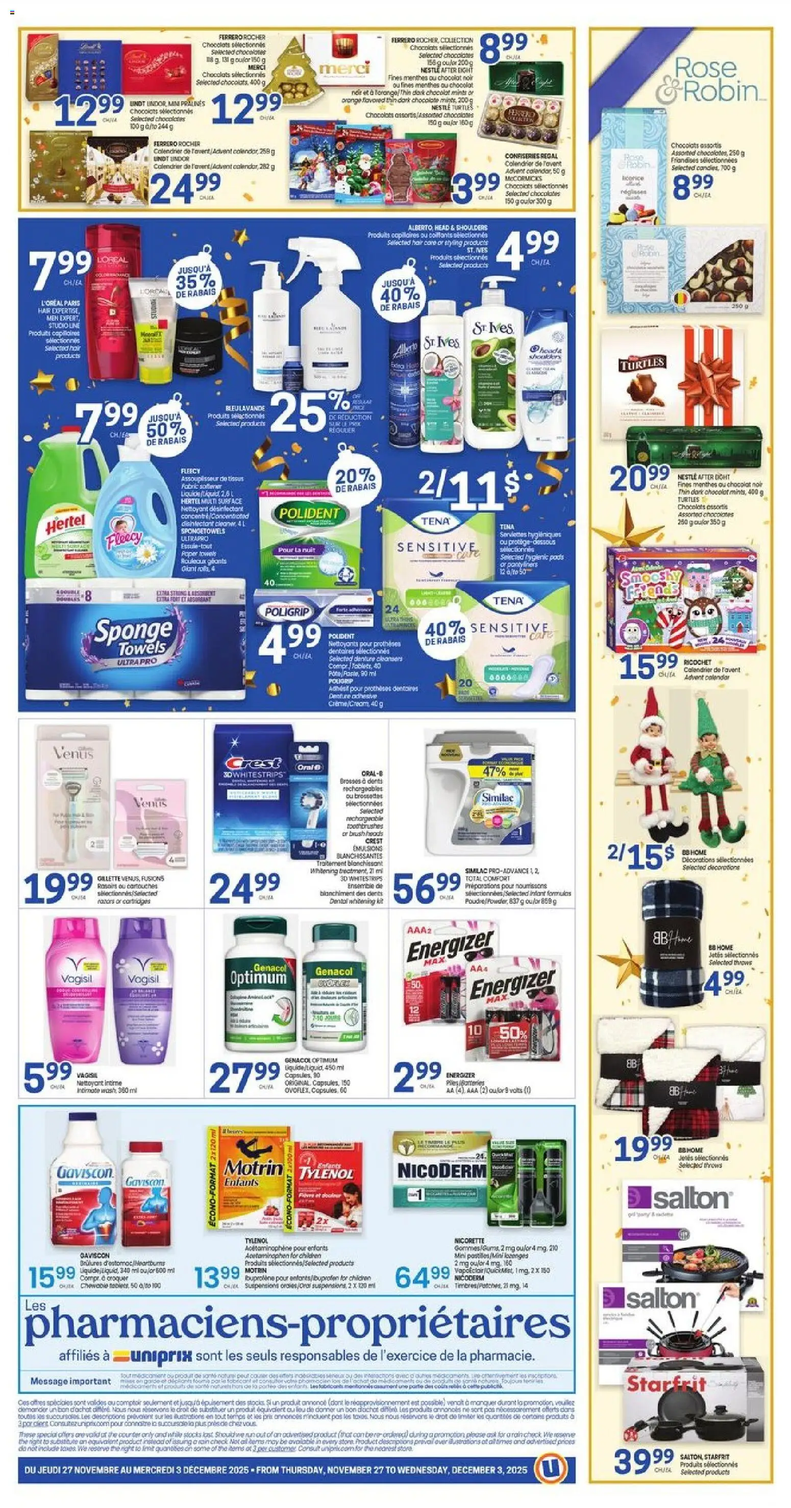 Uniprix flyer valid from 27.11.2025 | Page: 2 | Products: Brush, Sponge, Chocolate