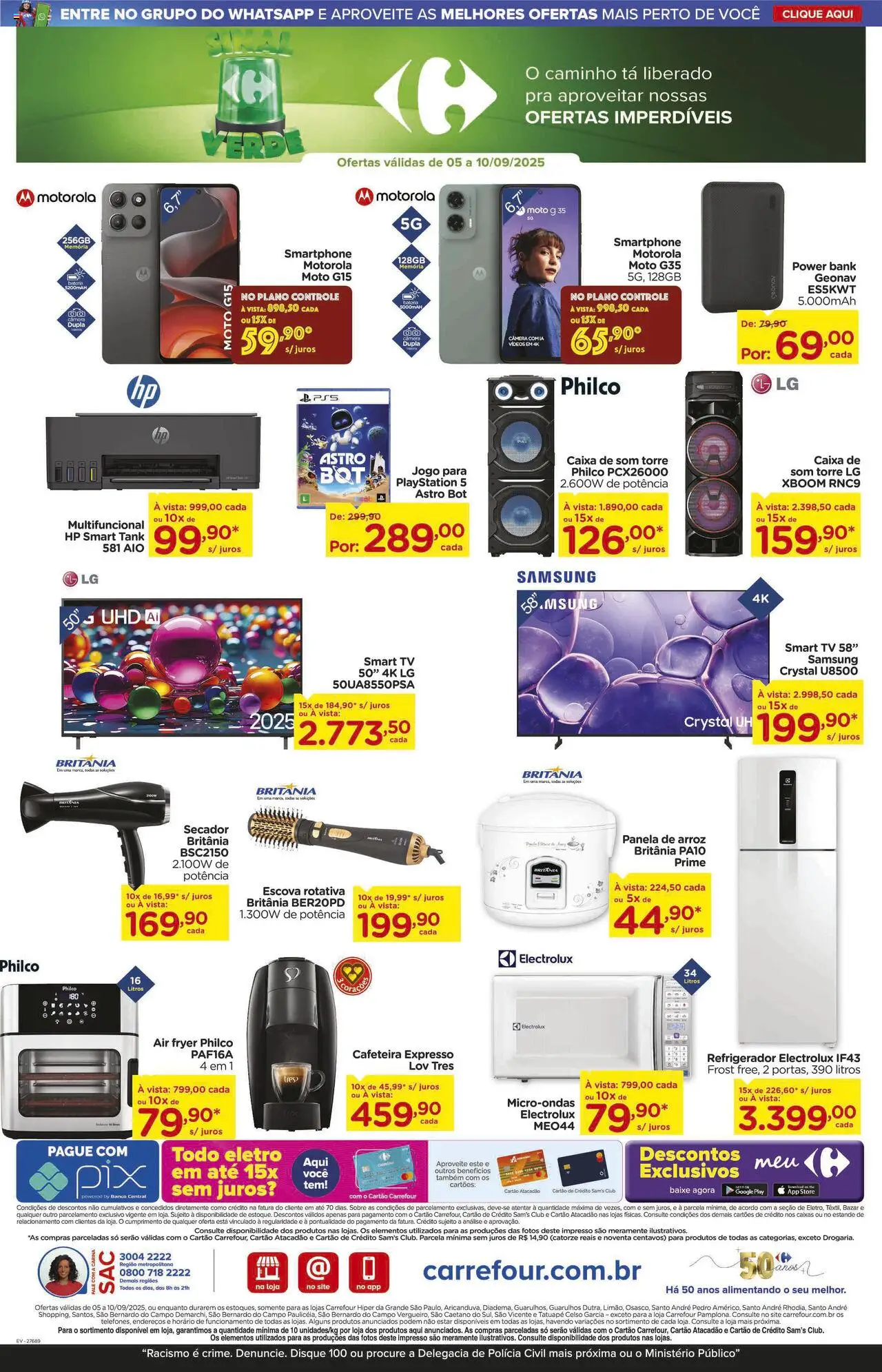 Carrefour Folheto - válido de 05.09.2025 | Página: 16 | Produtos: Secador, smart TV, Cafeteira, Playstation 5