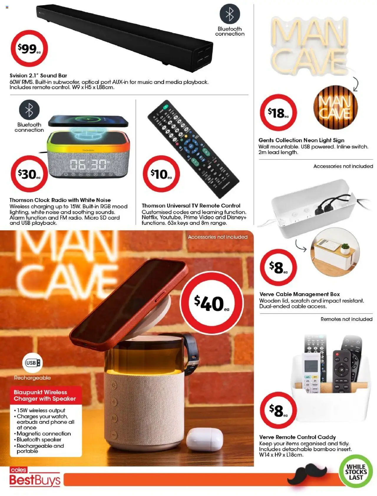 Coles catalogue - valid from 15.08.2025 | Page: 2 | Products: Caddy, Bluetooth speaker, Clock, Tv