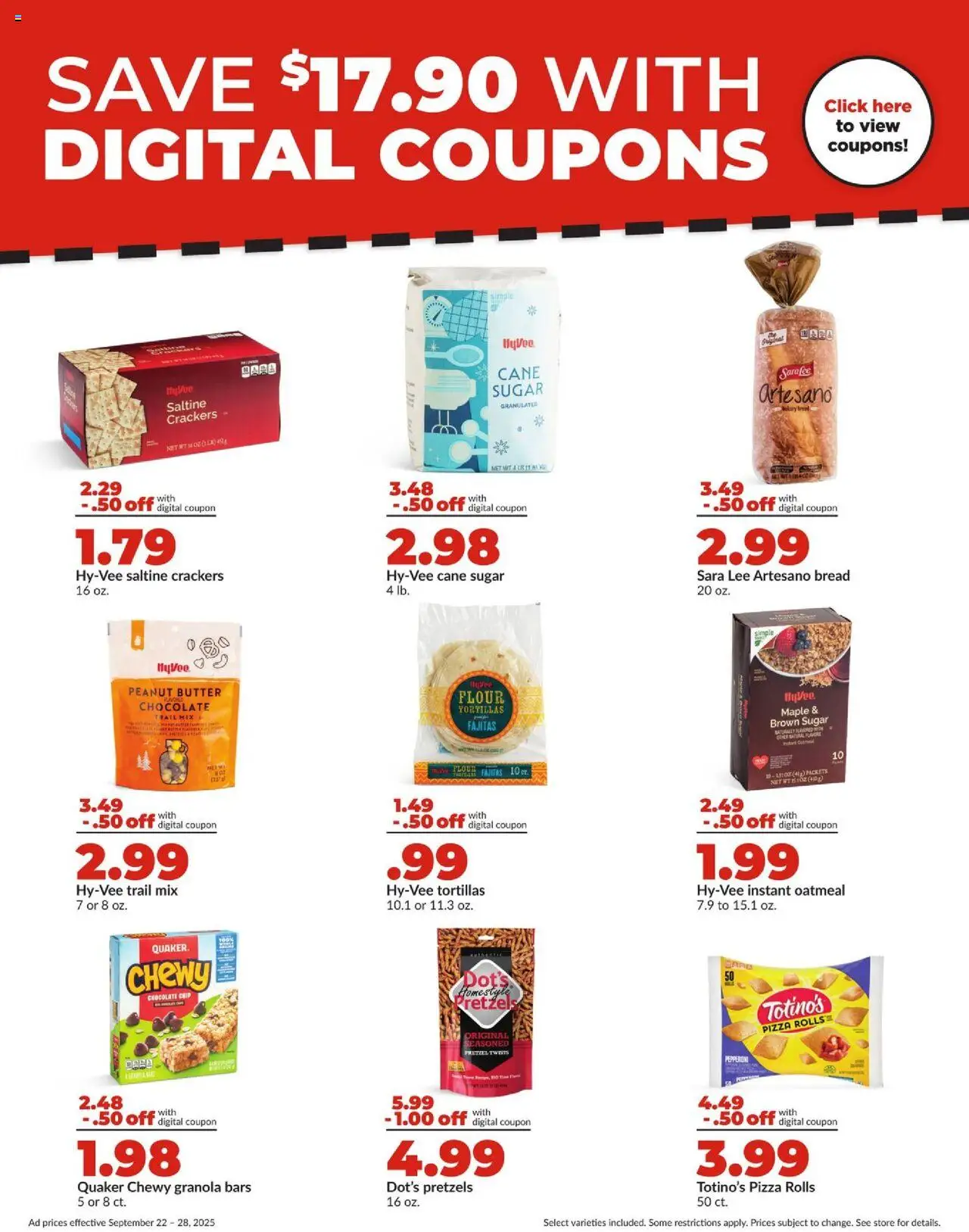 HyVee Weekly Ad - valid from 22.09.2025 | Page: 5 | Products: Butter, Chocolate, Pizza, Sugar