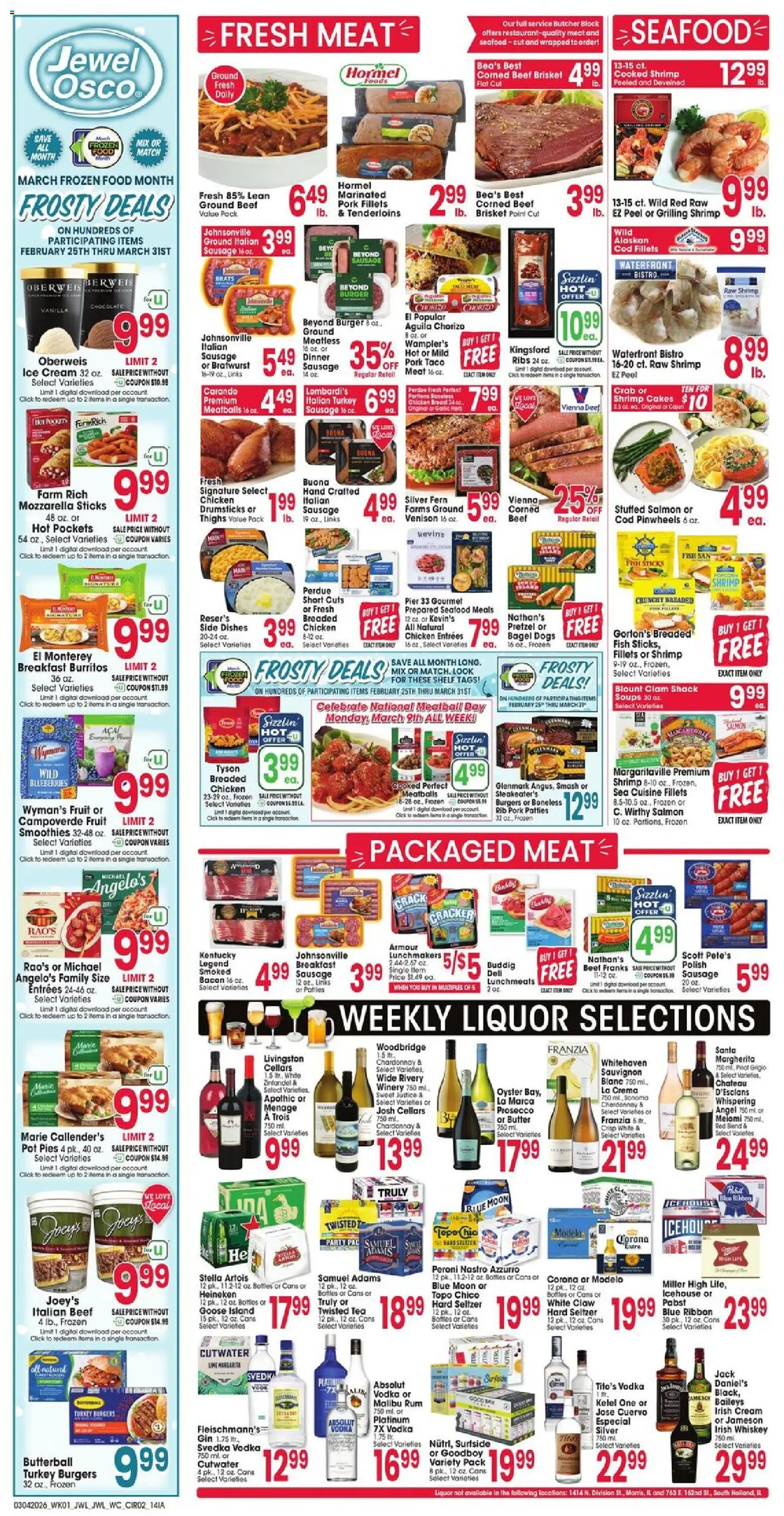 Jewel Osco Weekly Ad - IA - valid from 04.03.2026 | Page: 2 | Products: Chocolate, Vodka, Sausage, Rod