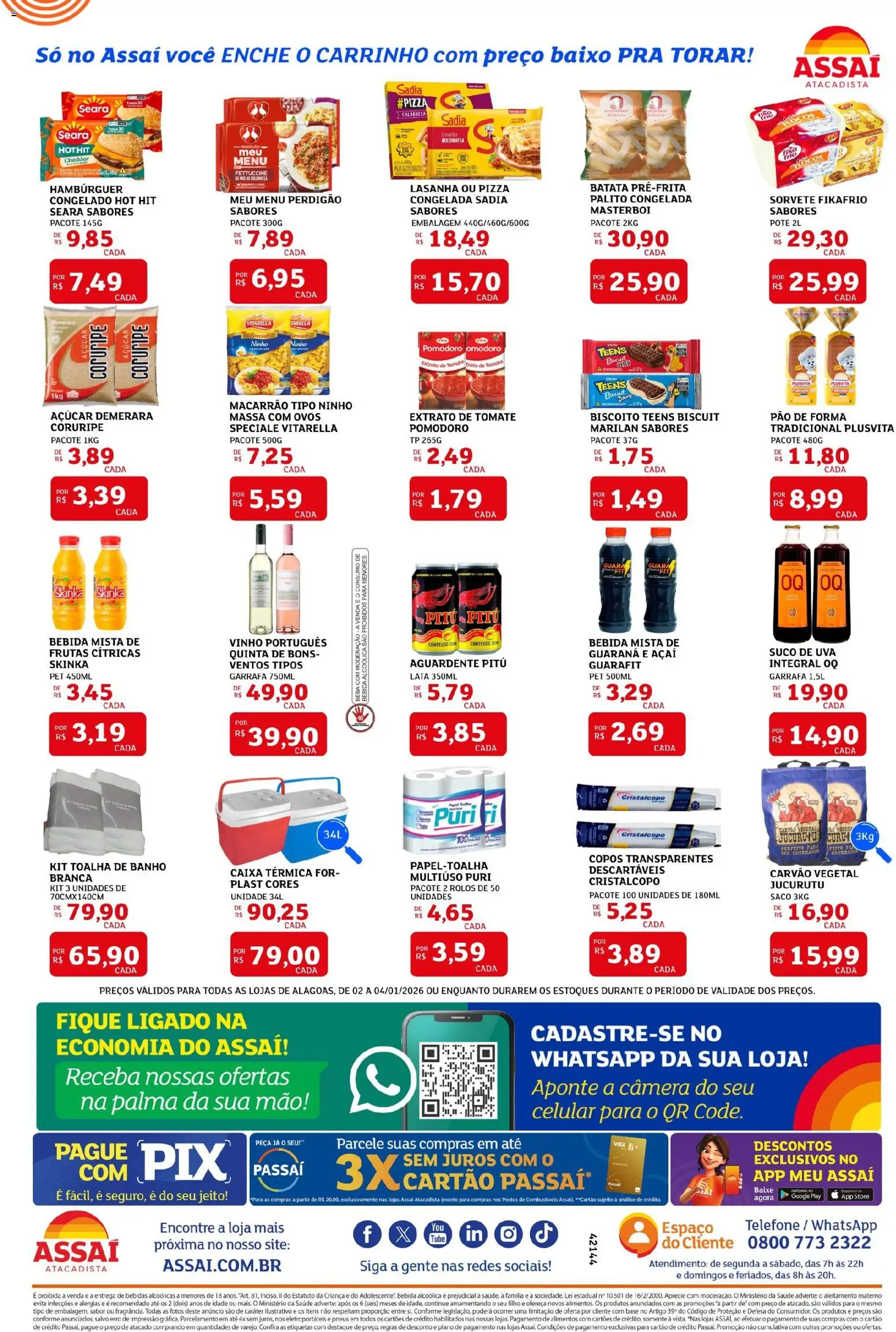 Assaí Atacadista Folheto - válido de 03.01.2026 | Página: 2 | Produtos: Biscoito, Caixa, Pizza, Bebida
