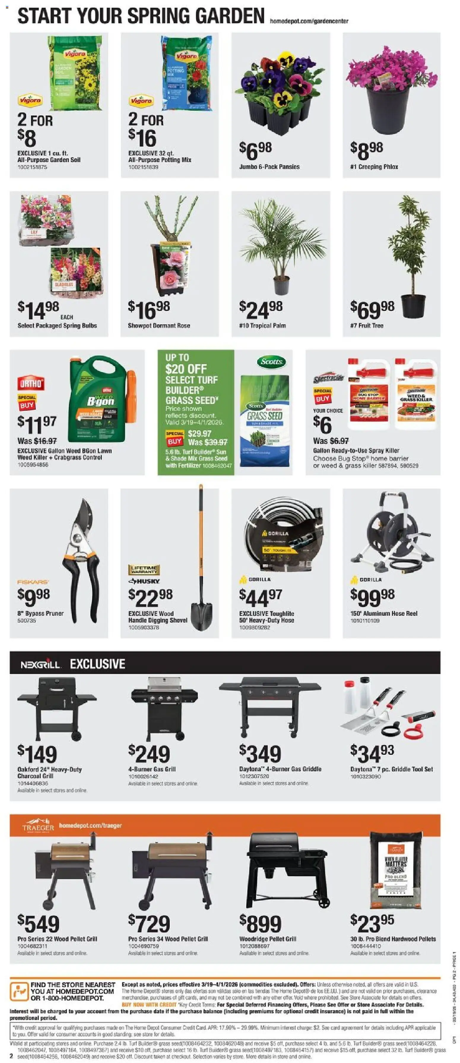 Home Depot Local Ad - PA - valid from 19.03.2026 | Page: 2 | Products: Shovel, Griddle, Date, Grill