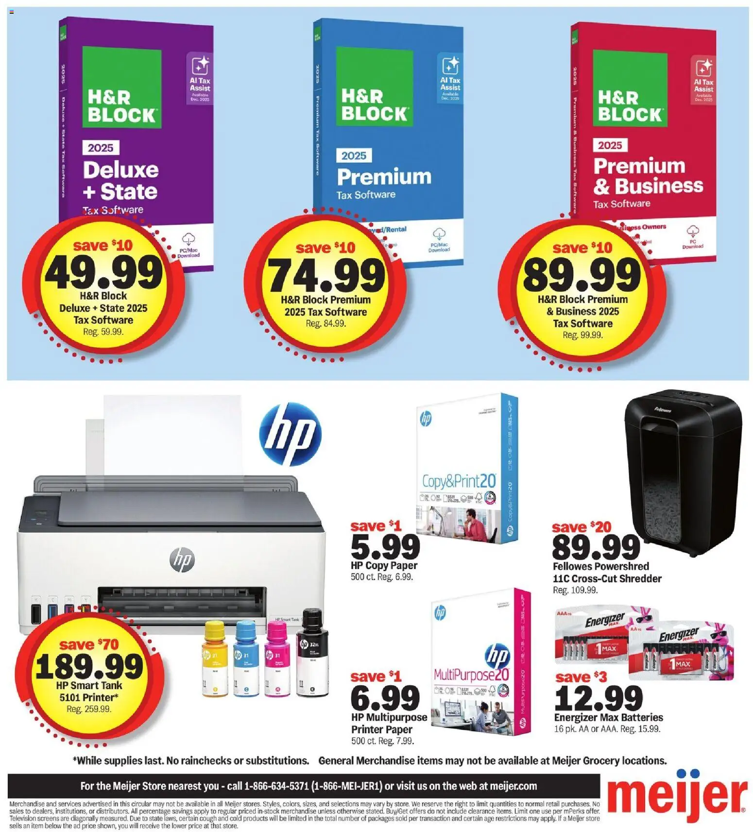 Meijer More Deals Across the Store - valid from 07.01.2026 | Page: 4 | Products: Printer, Television, Shredder