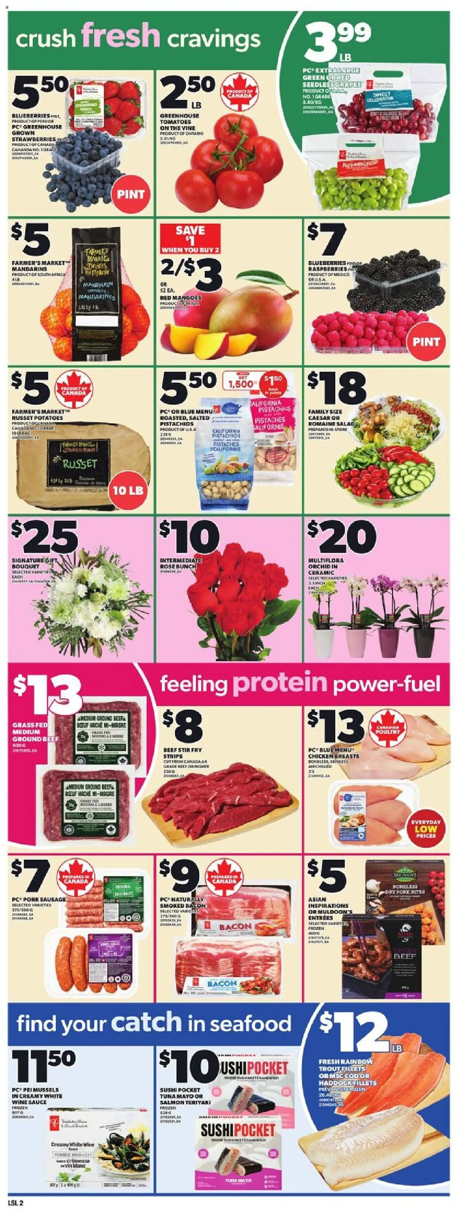 Loblaws flyer valid from 13.11.2025 | Page: 5 | Products: Beef, Salad, Chicken breasts, PC