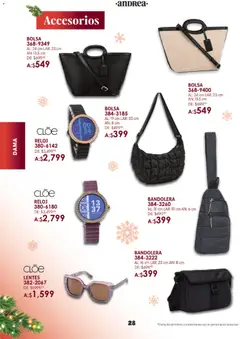 Vista previa de Andrea catálogo Guía de regalos, nuevo folleto de la tienda, válido en México a partir del 23.11.2025 | Página: 28 | Productos: Lentes, Bolsa, Reloj
